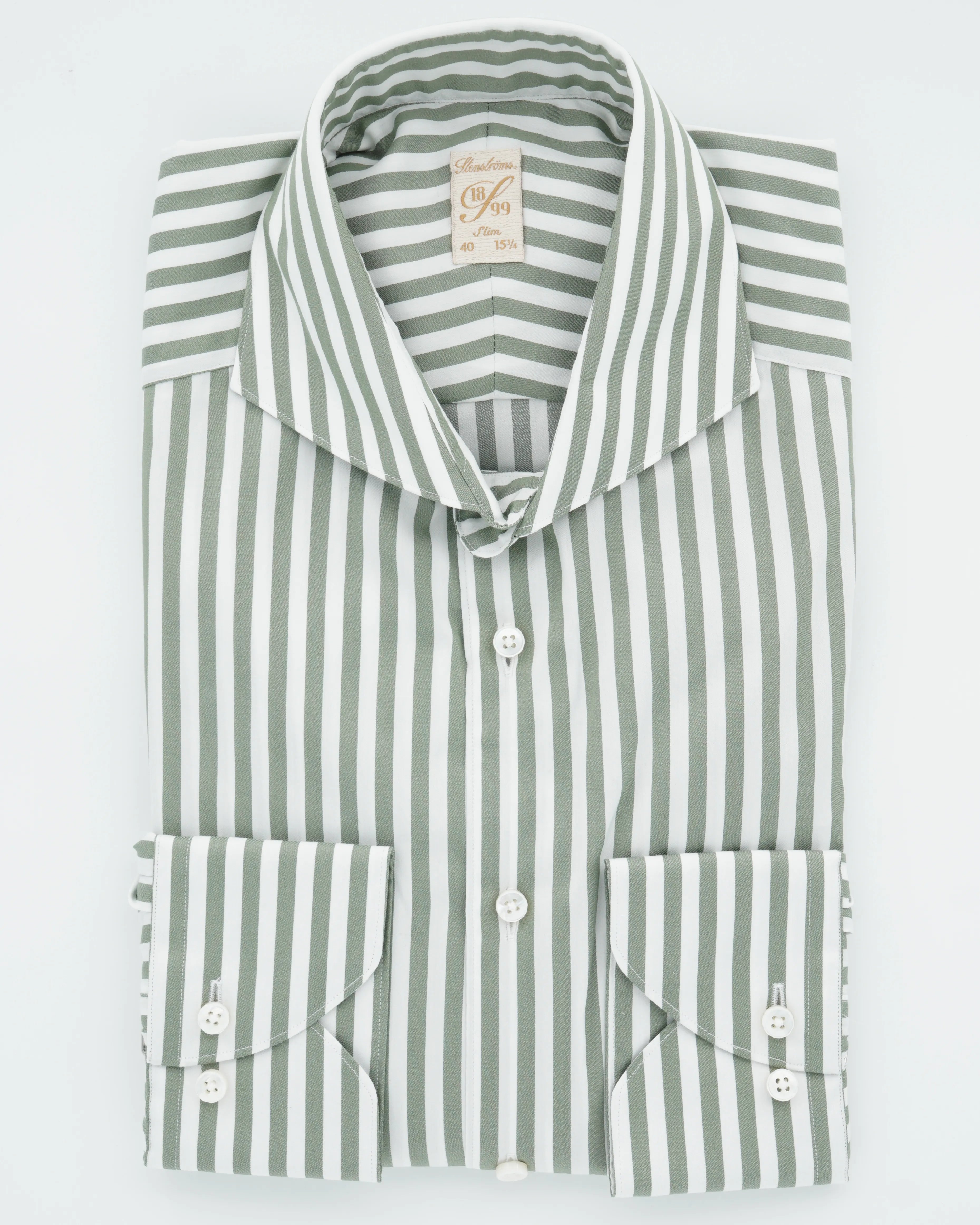 Stenströms Shirt 1899 Cotton Silk Stripe Green