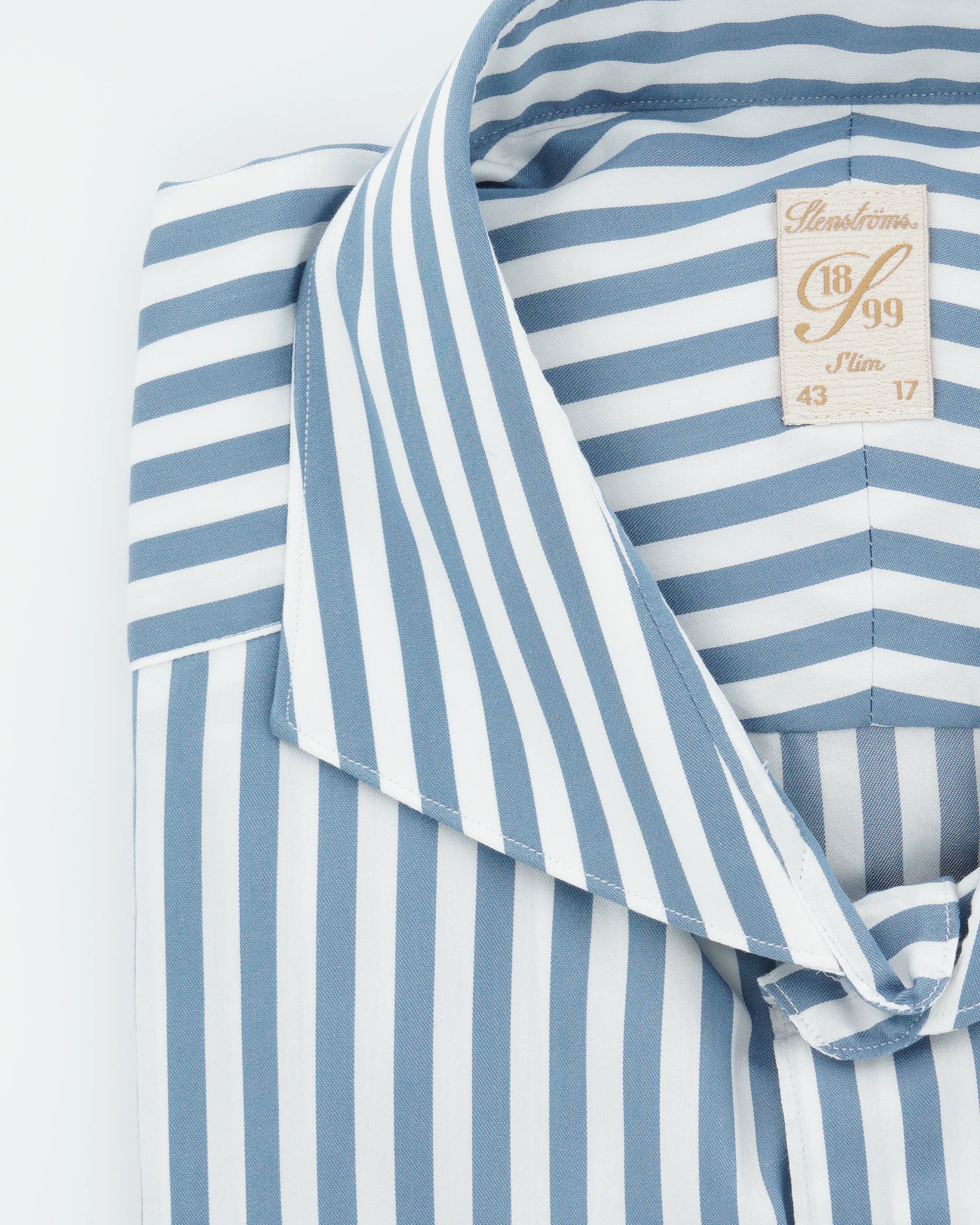 Stenströms Shirt 1899 Cotton Silk Striped Blue