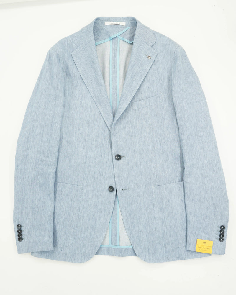 Tagliatore Jacket Linen Cotton Denim Stretch Light Blue