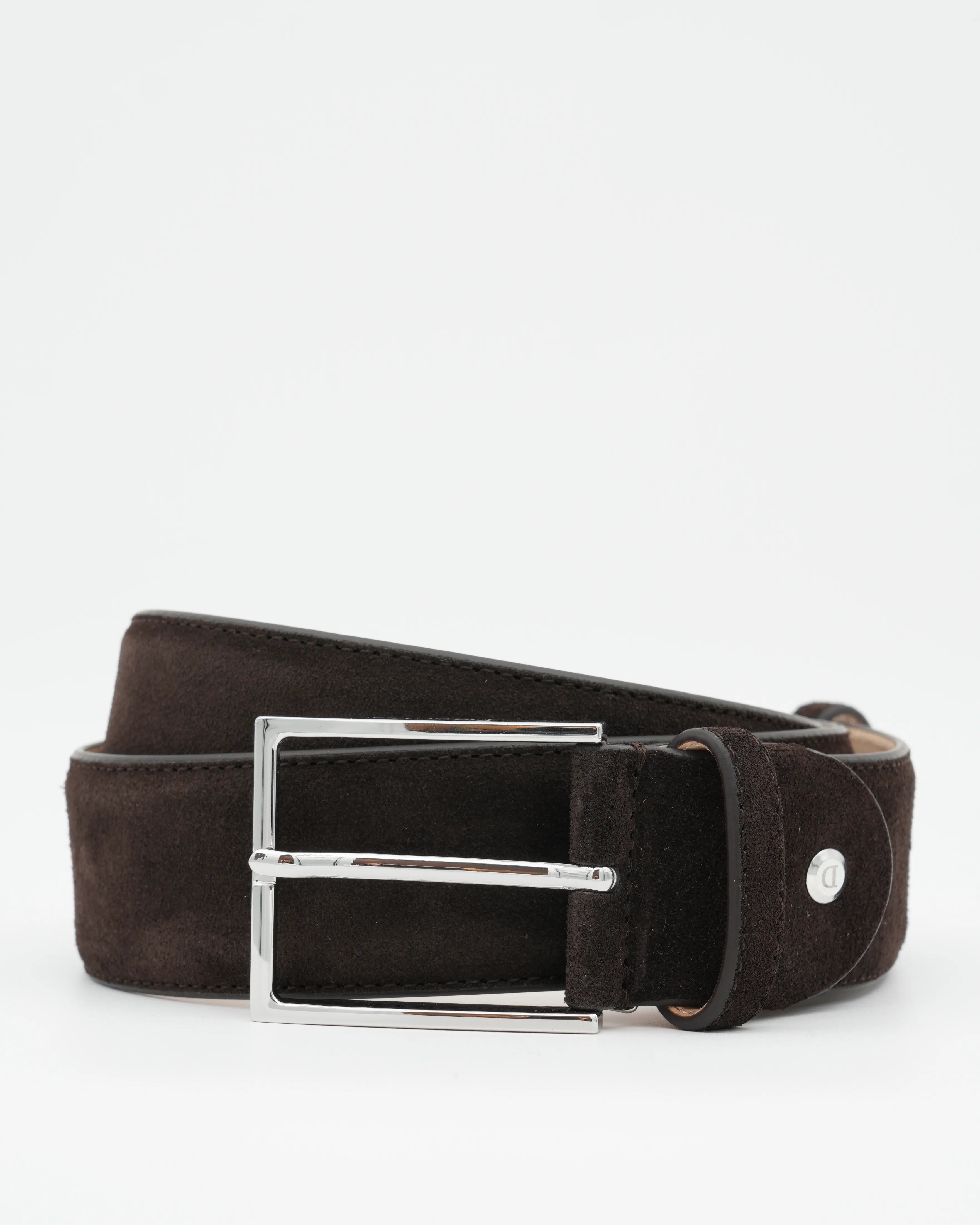 Doucals Belt Adjustable Soft Suede Dark Brown