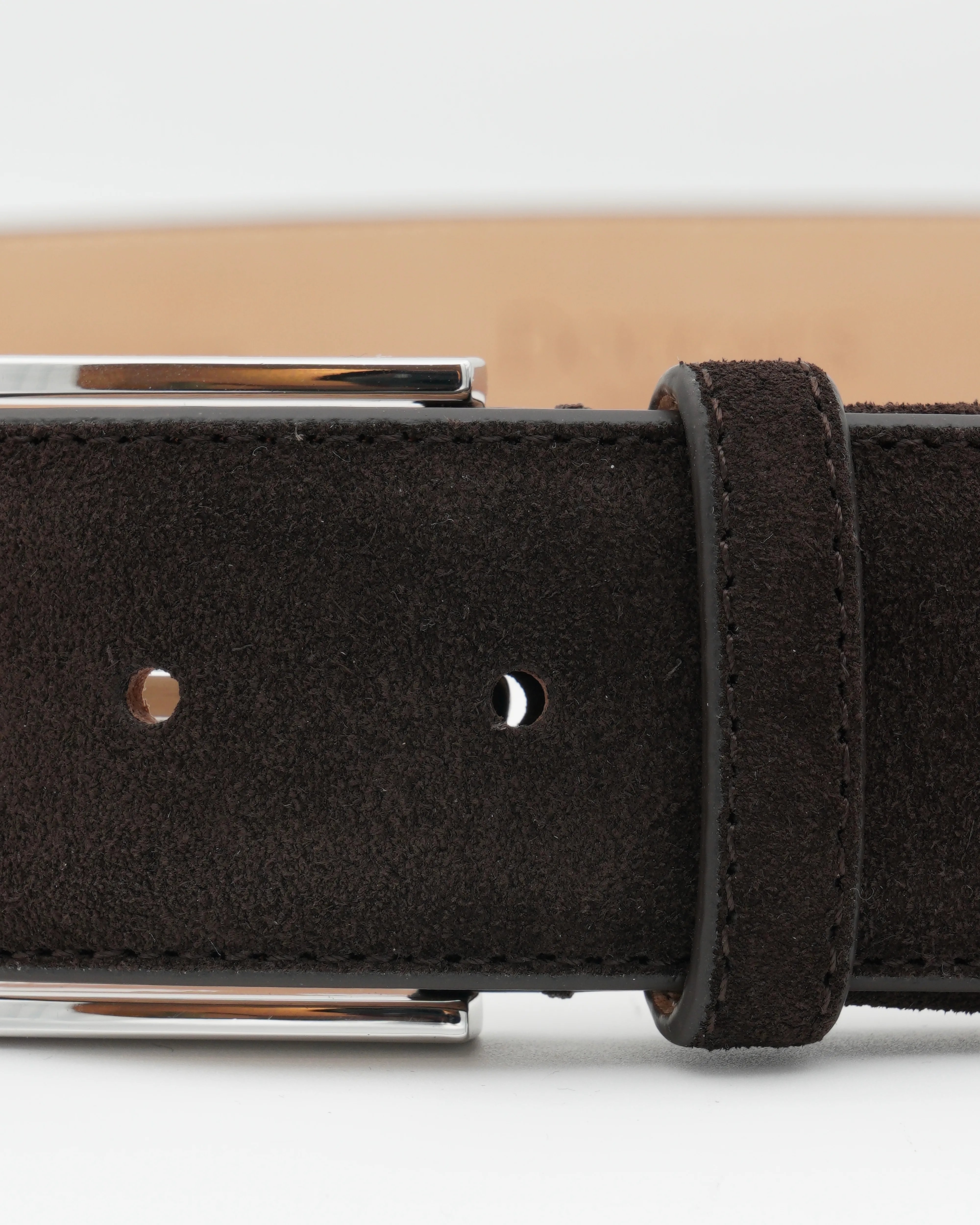 Doucals Belt Adjustable Soft Suede Dark Brown
