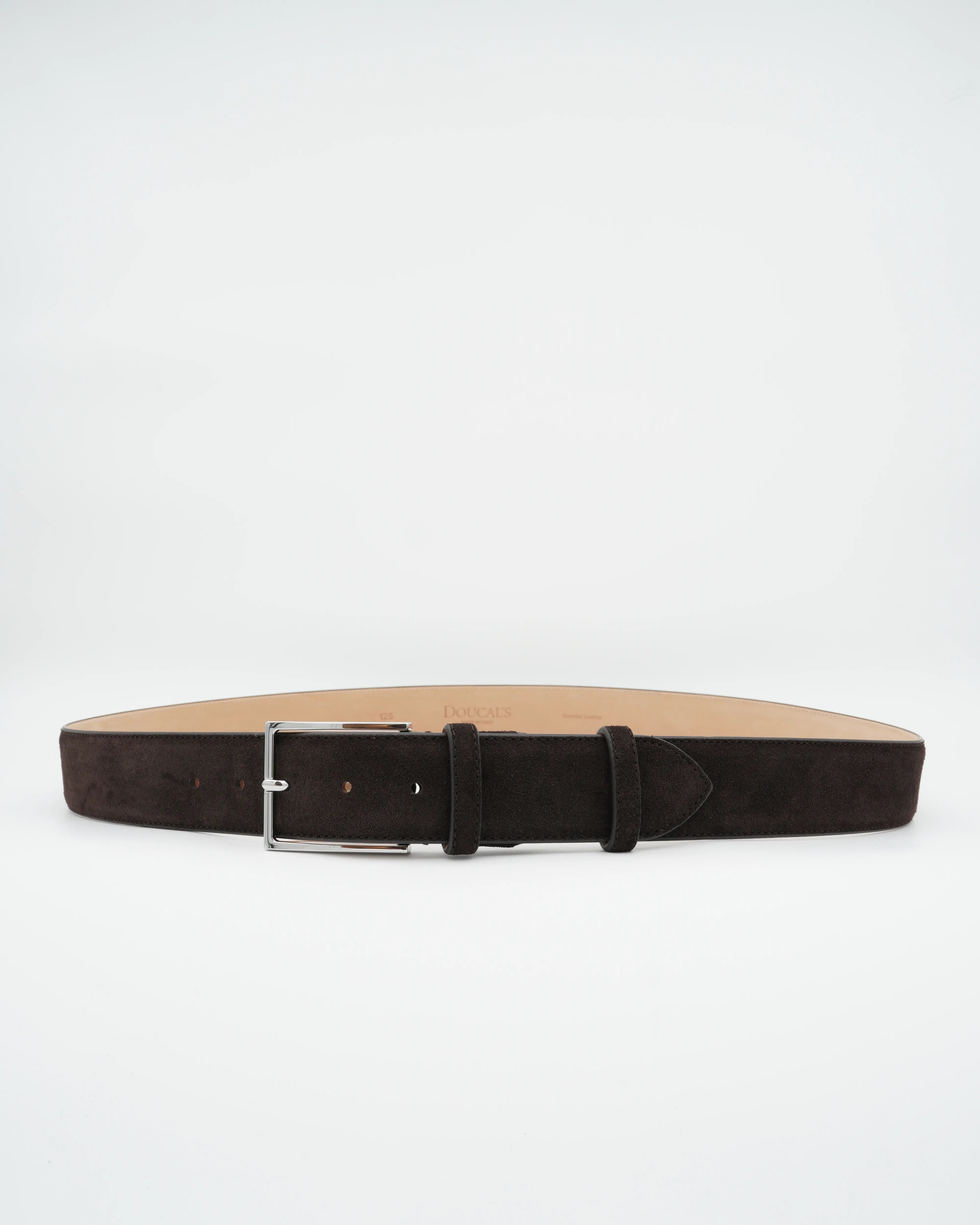 Doucals Belt Adjustable Soft Suede Dark Brown