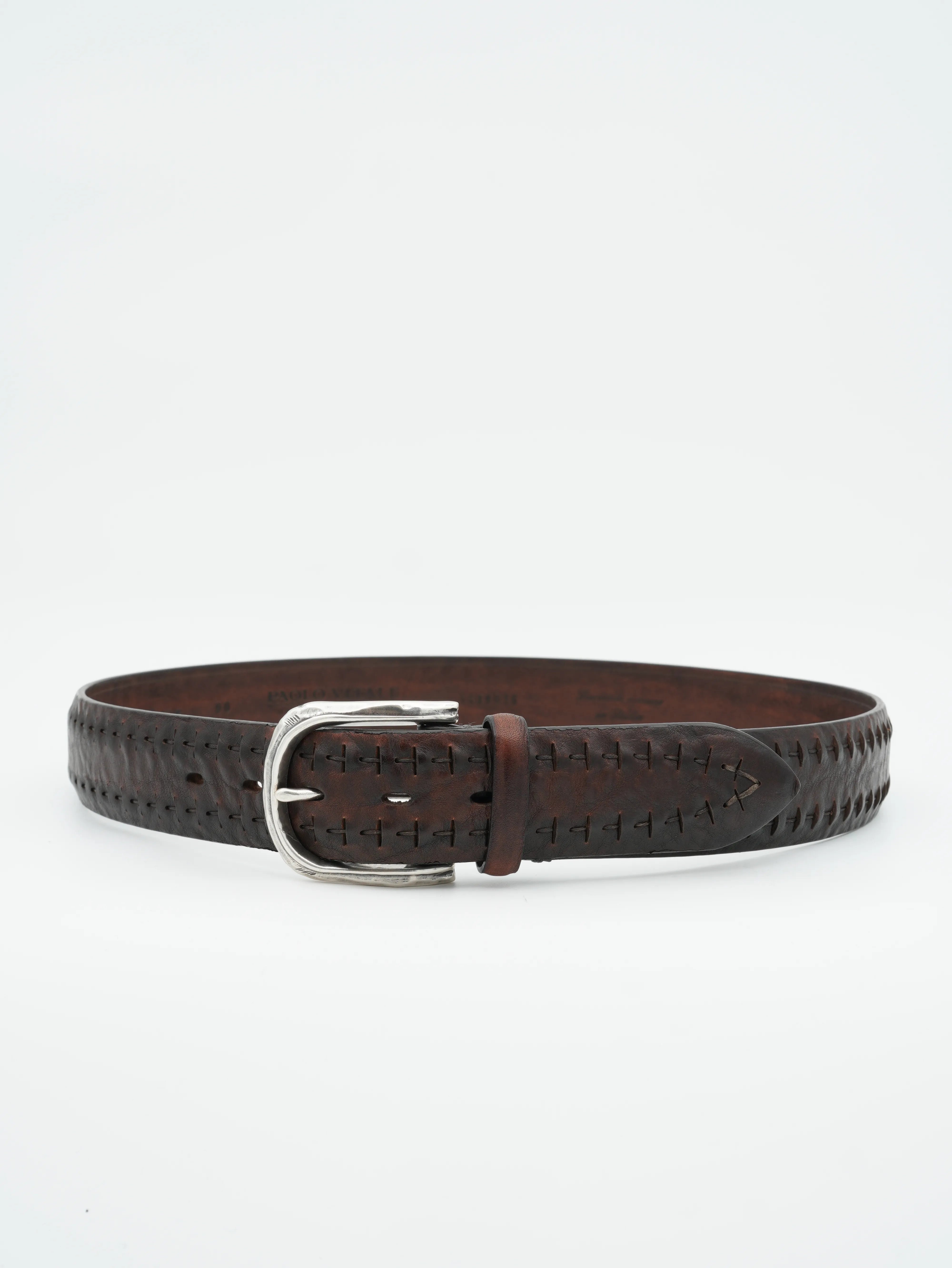 Paolo Vitale Belt Stitched Dark Brown