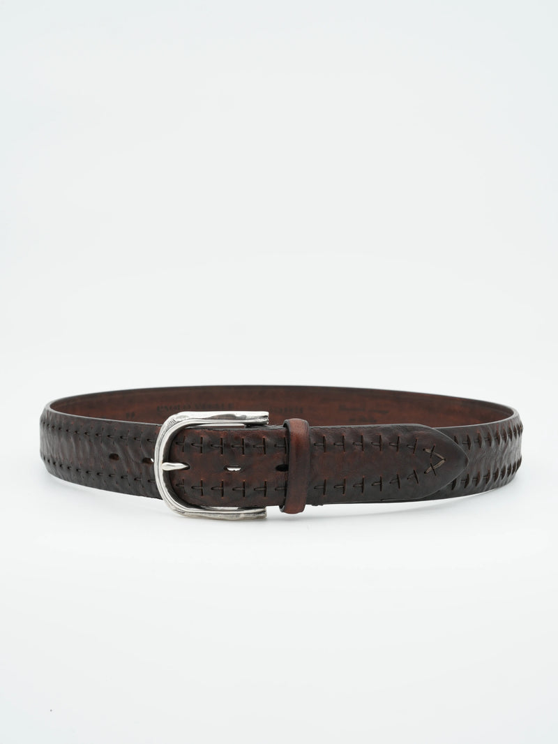 Paolo Vitale Belt Stitched Dark Brown