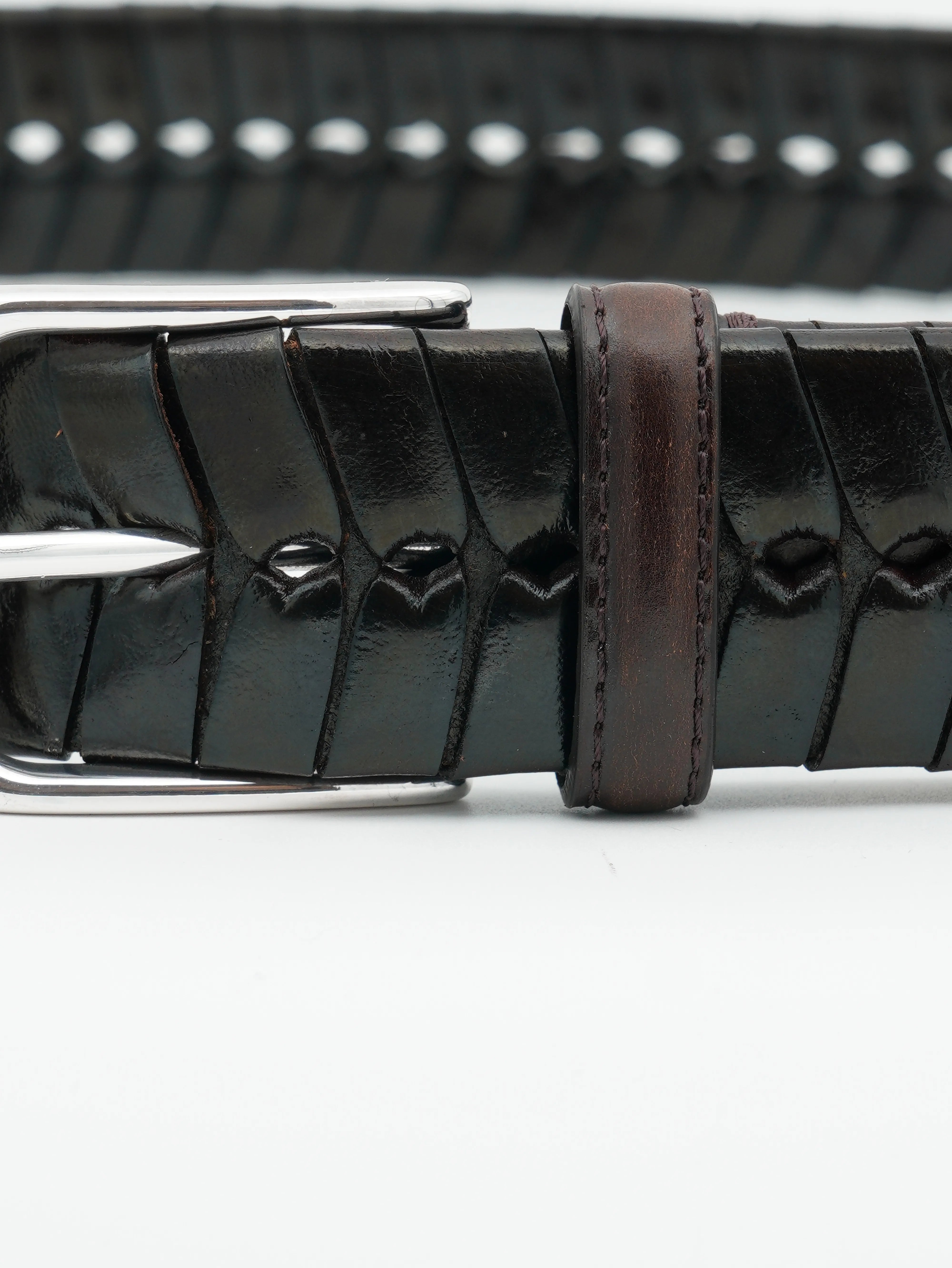 Paolo Vitale Belt Perforated Dark Brown