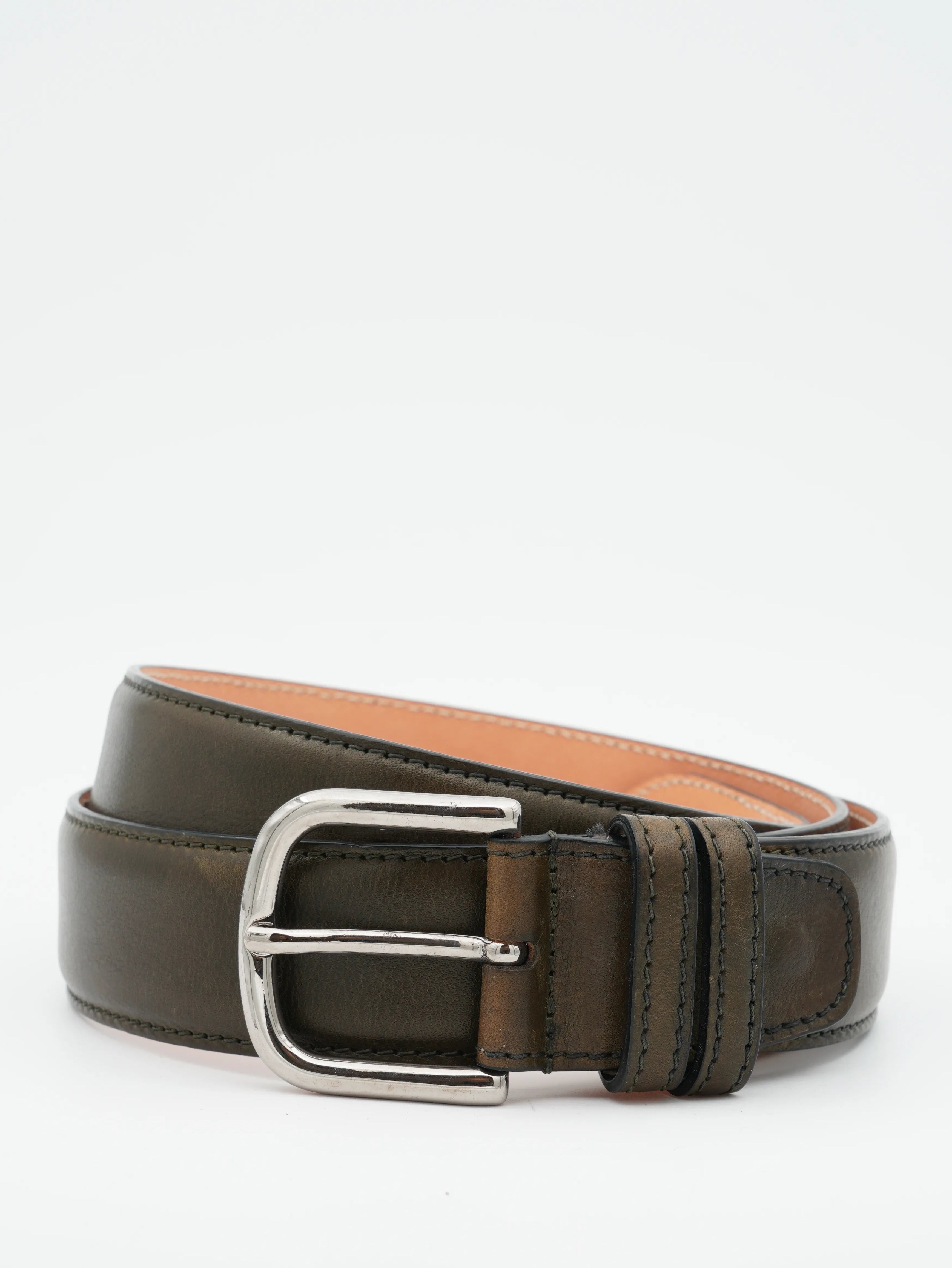 Thomas Belt Adjustable Leather Dark Green