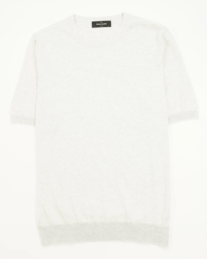 Gran Sasso Knitted T-Shirt Suvin Cotton Light Grey