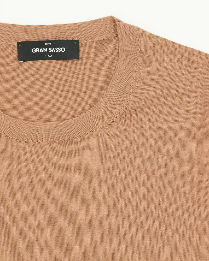 Gran Sasso Knitted T-Shirt Suvin Cotton Camel