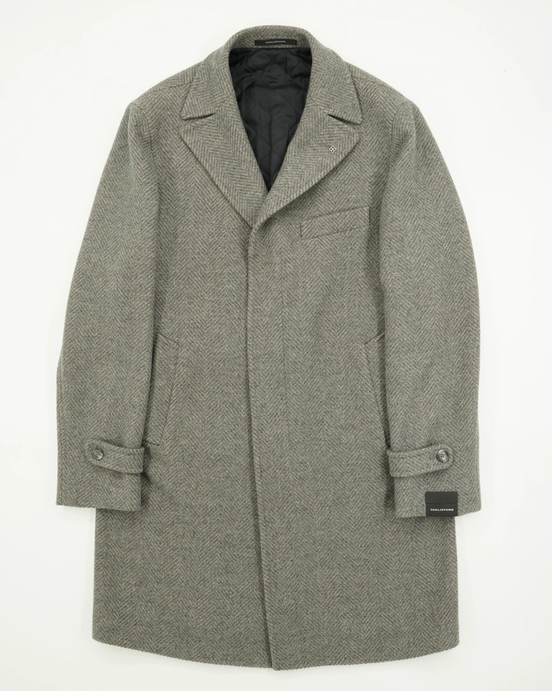 Tagliatore Coat Wool Cashmere Chevron Warm Grey