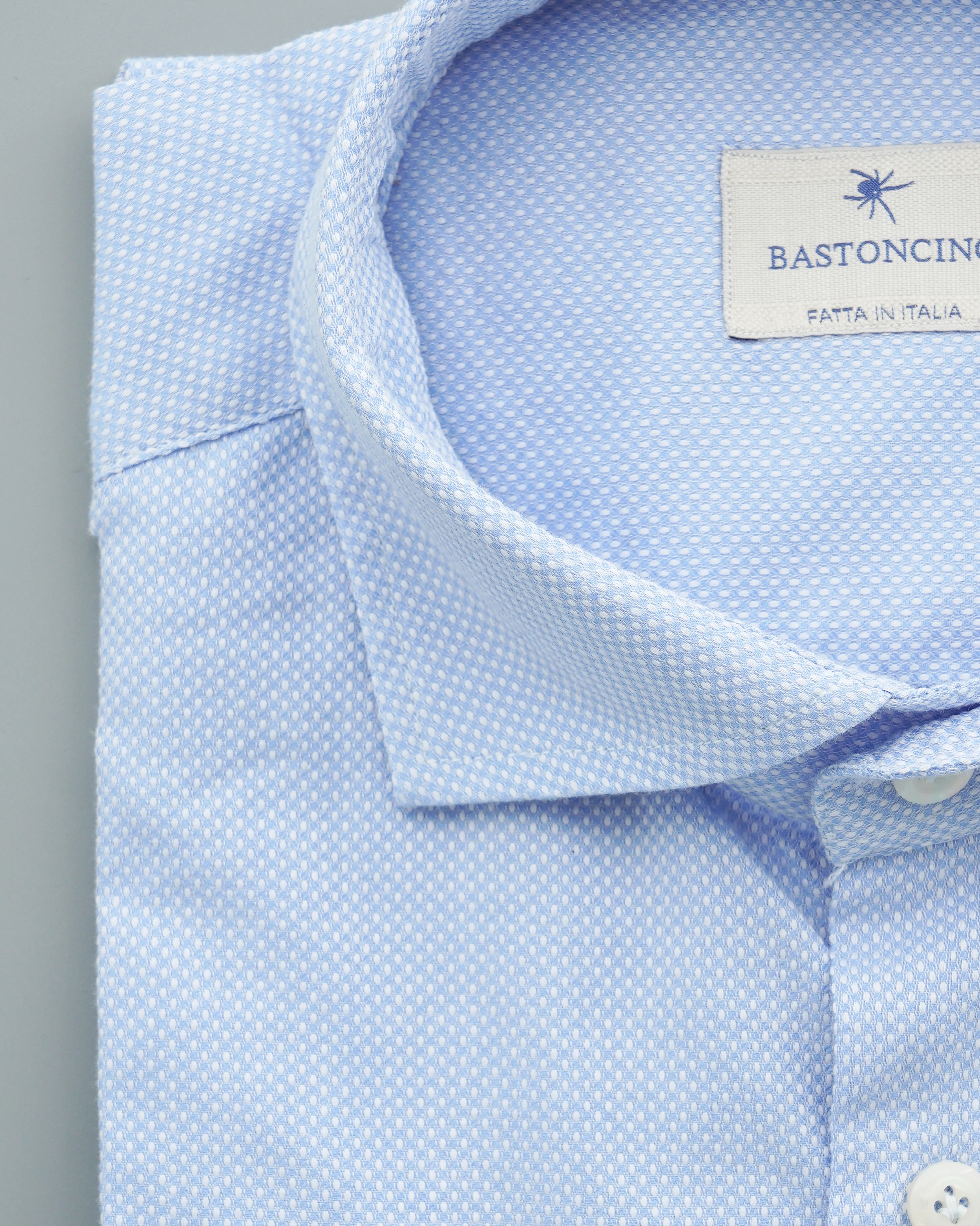 Bastoncino Shirt Textured Cotton Light Blue