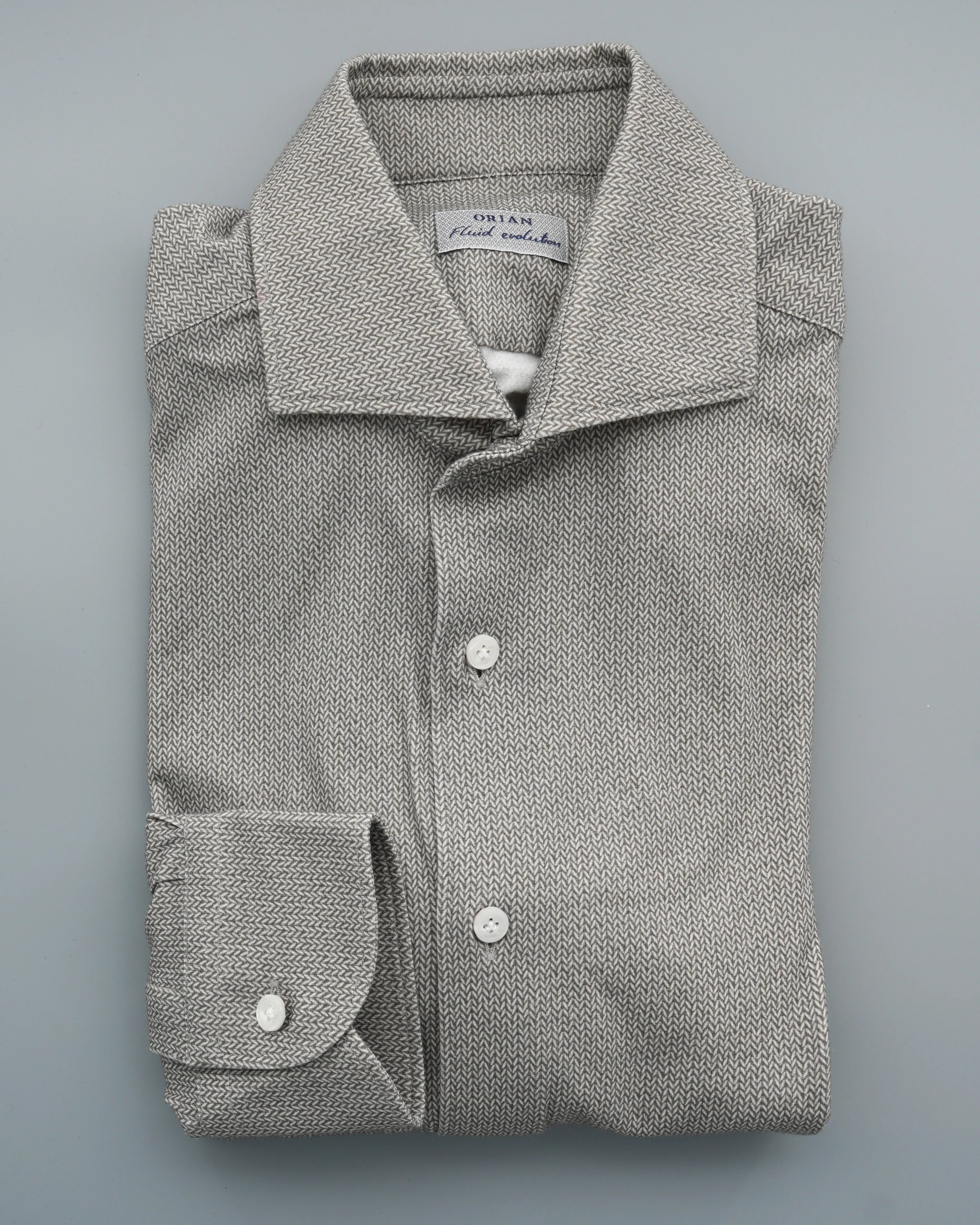 Orian Shirt Cotton Strech Jersey Chevron Warm Grey