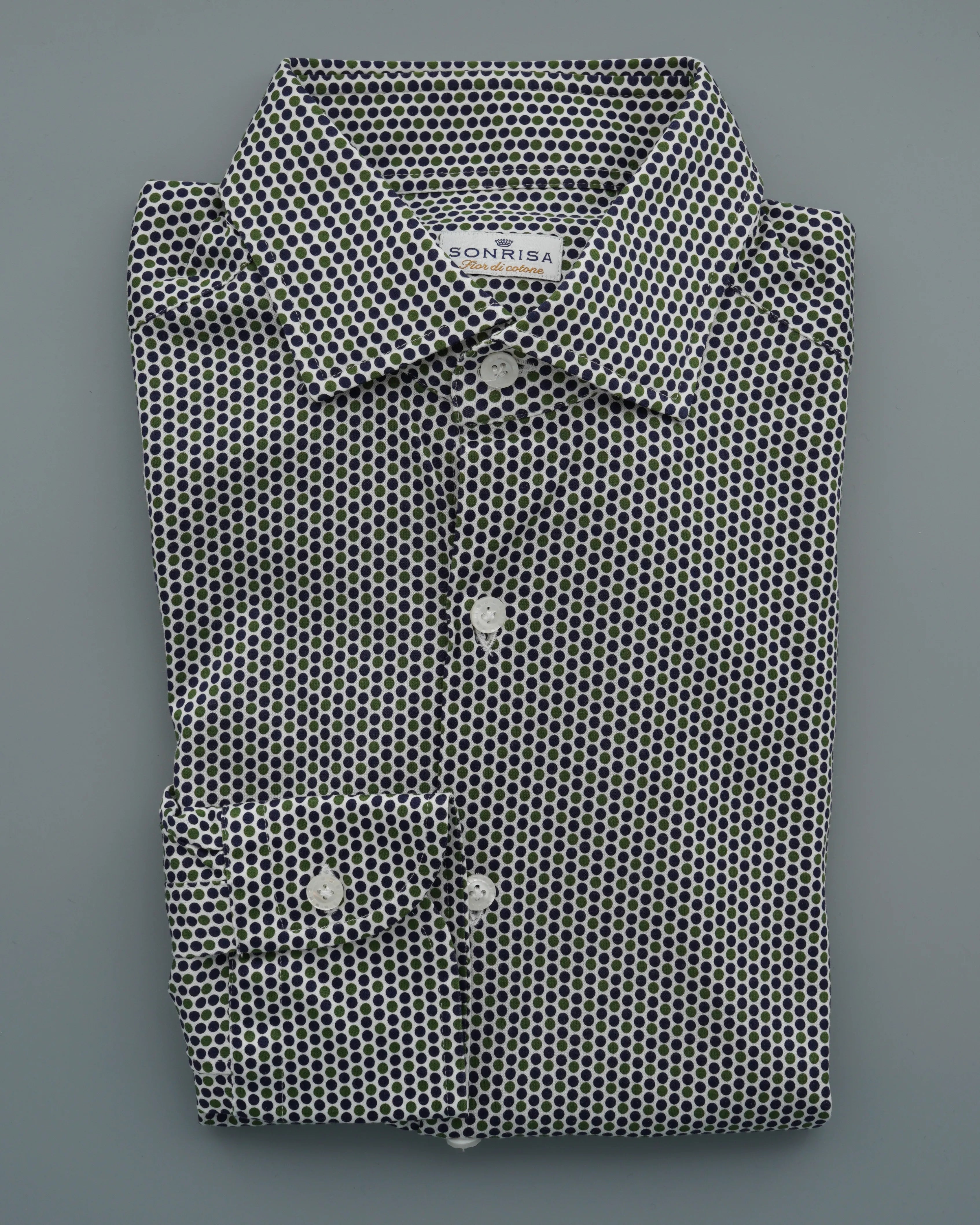 Sonrisa Pure Cotton Stretch Dots Green Blue