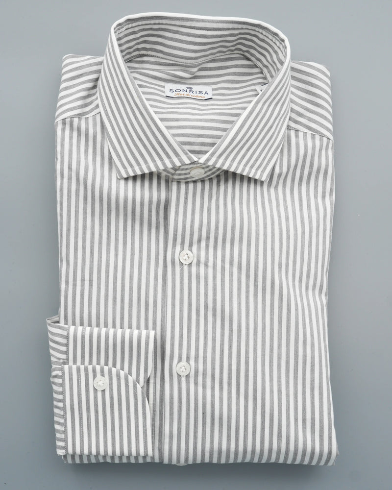 Sonrisa Shirt Pure Cotton Striped Light Grey