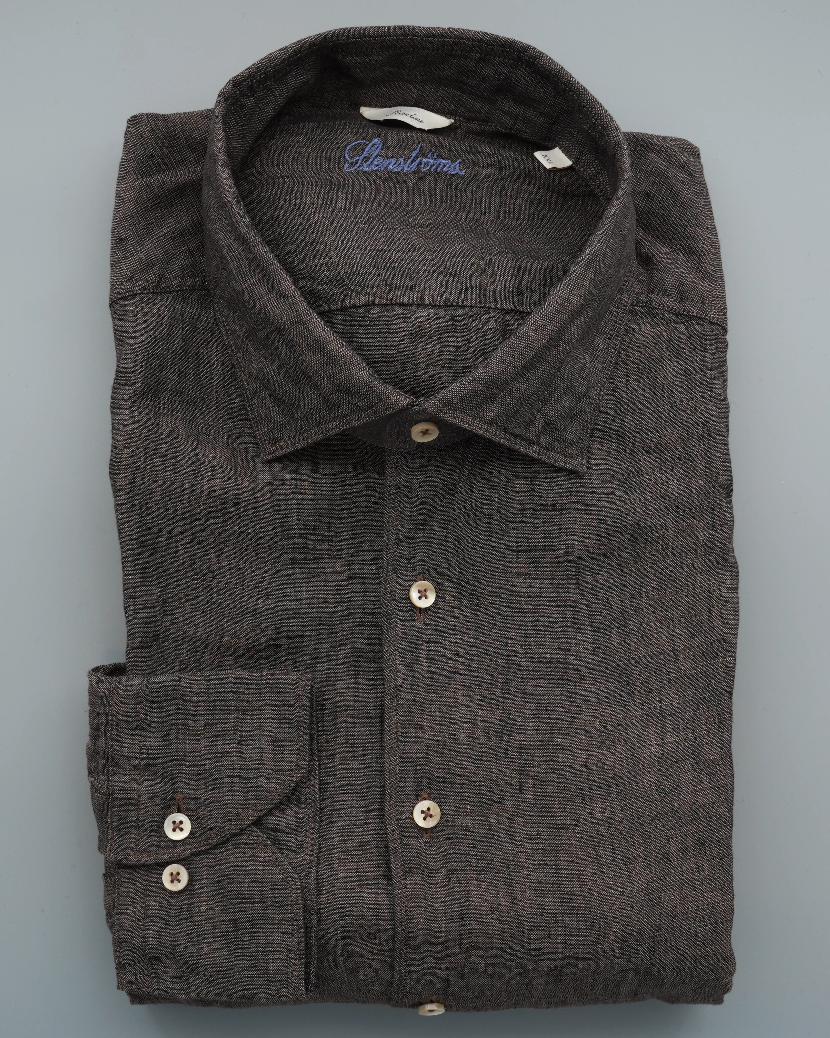 Stenströms Shirt Pure Linen Slim Fit Brown