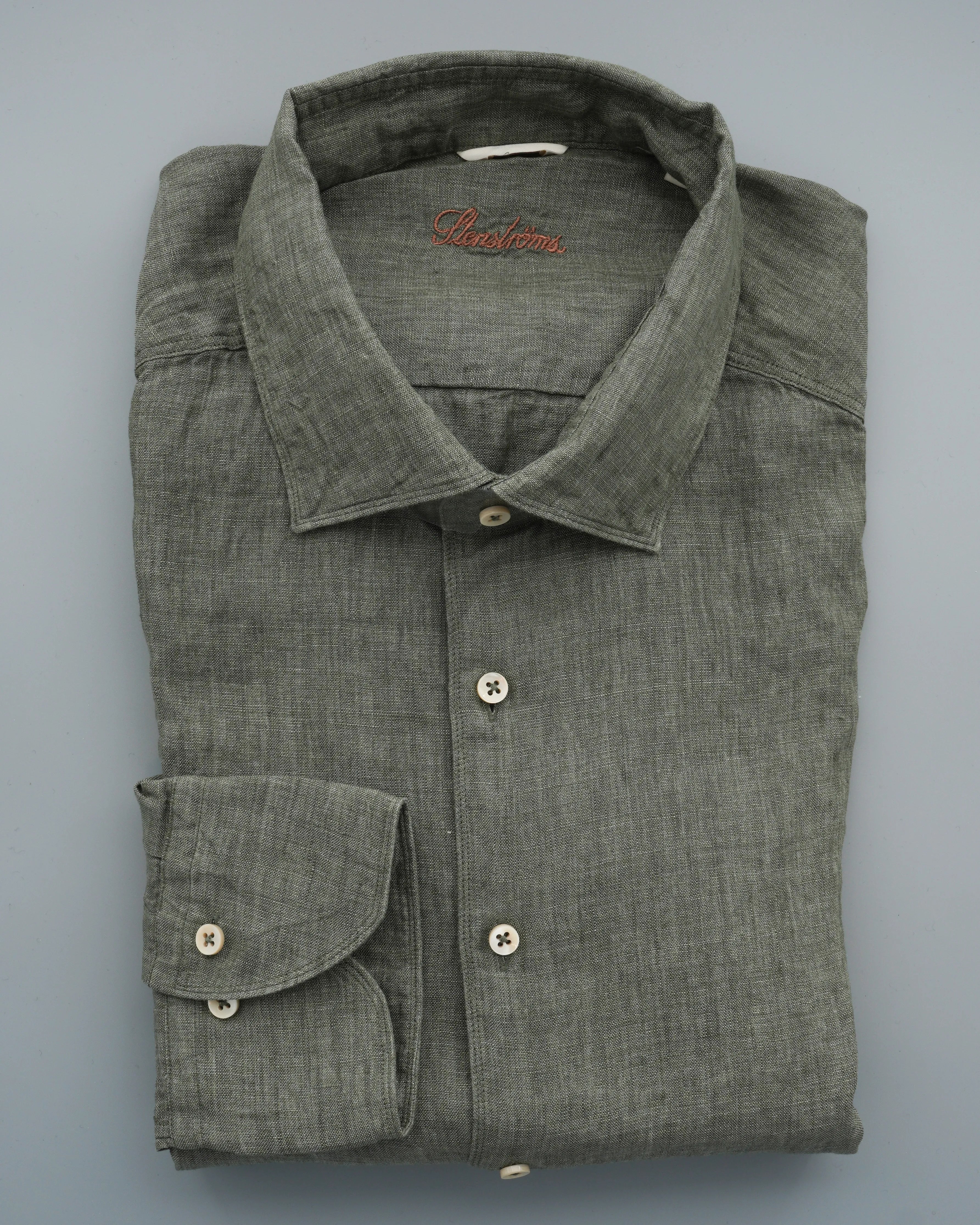 Stenströms Shirt Pure Linen Slim Fit Green