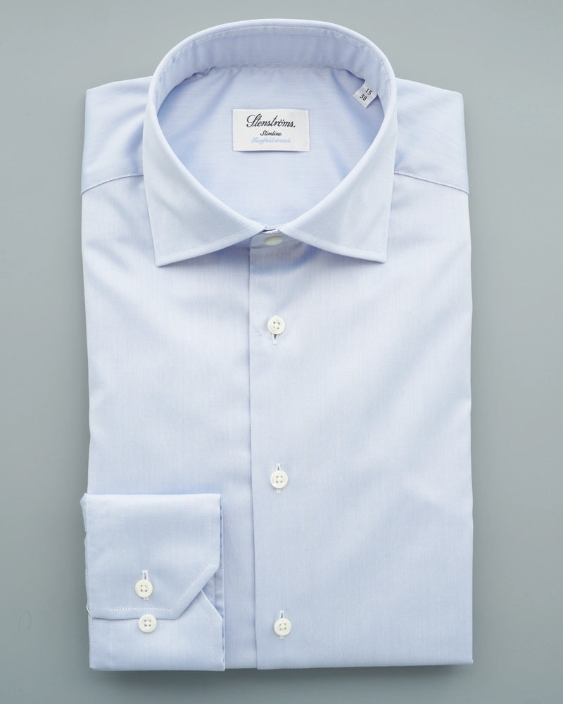 Stenströms Shirt Cotton Twofold Slimline Light Blue