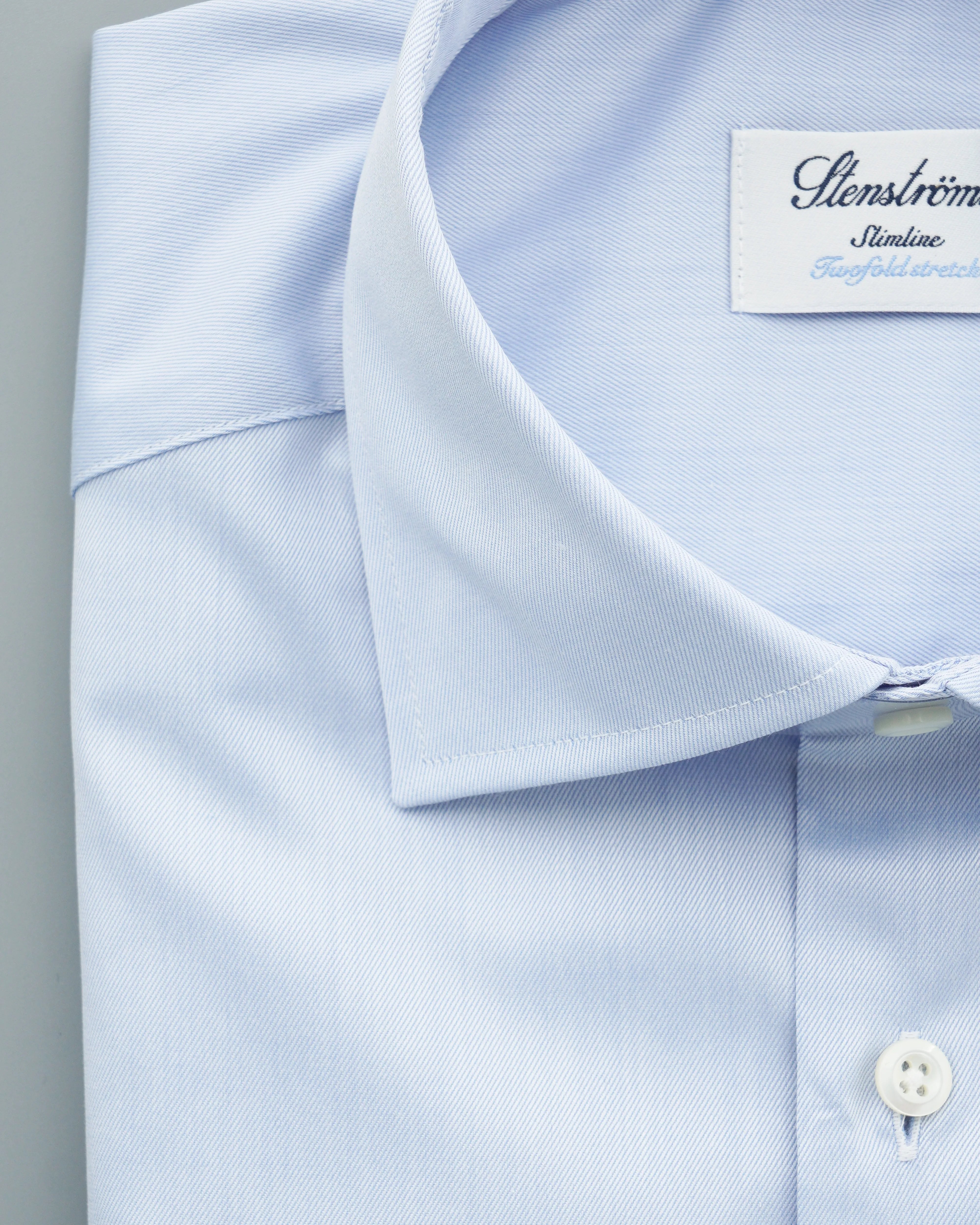 Stenströms Shirt Cotton Twofold Slimline Light Blue