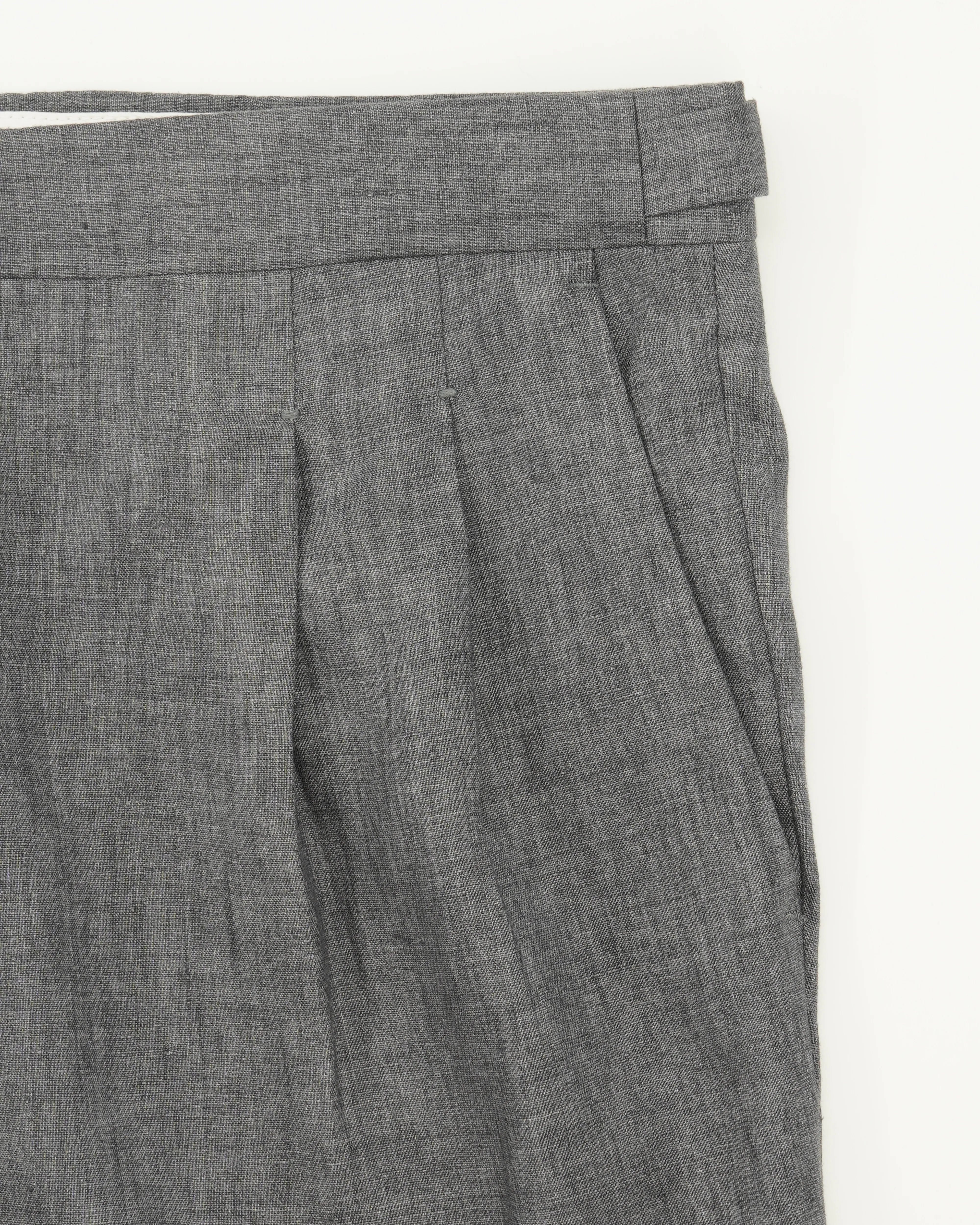Briglia Shorts Pleated Pure Linen Grey