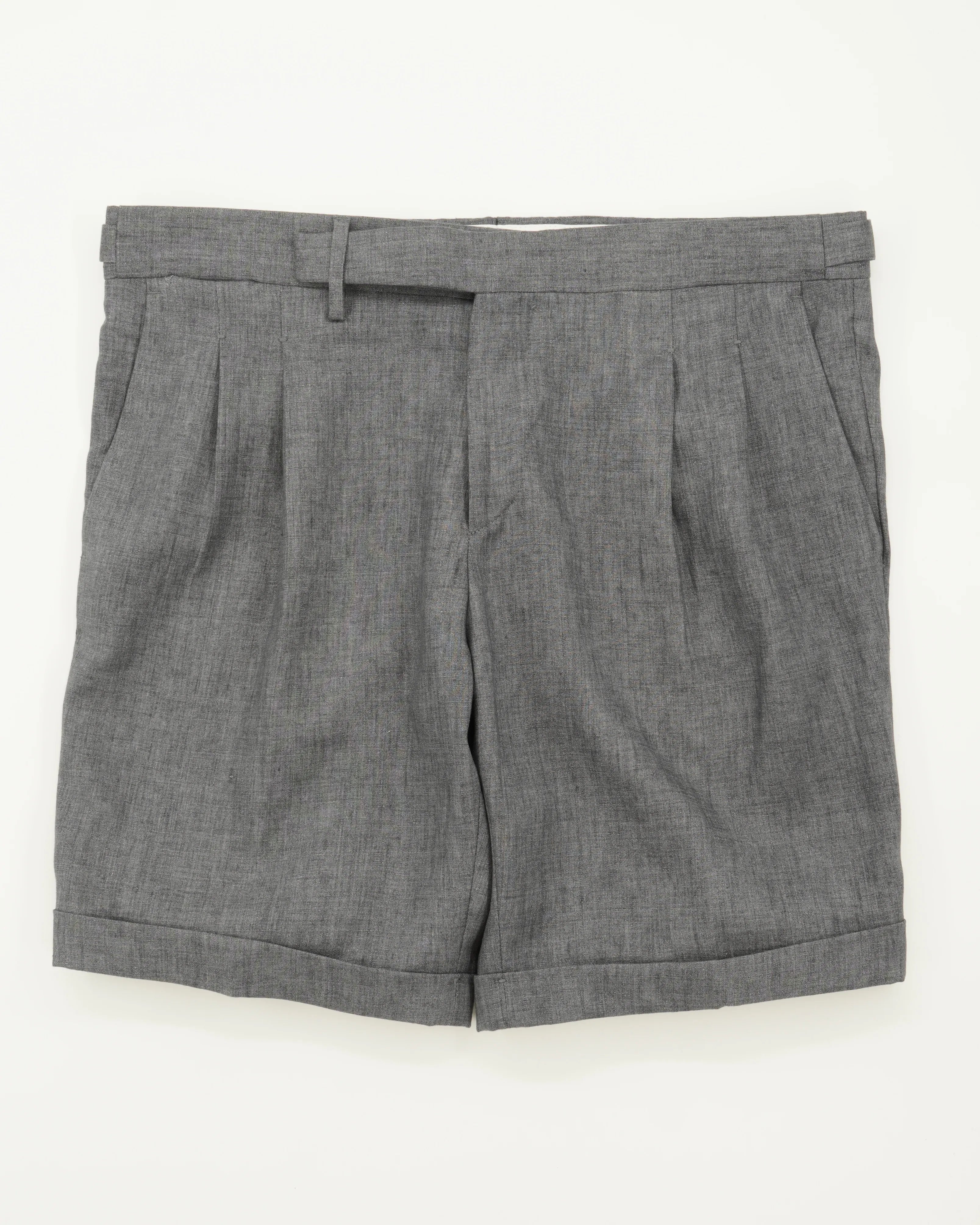 Briglia Shorts Pleated Pure Linen Grey