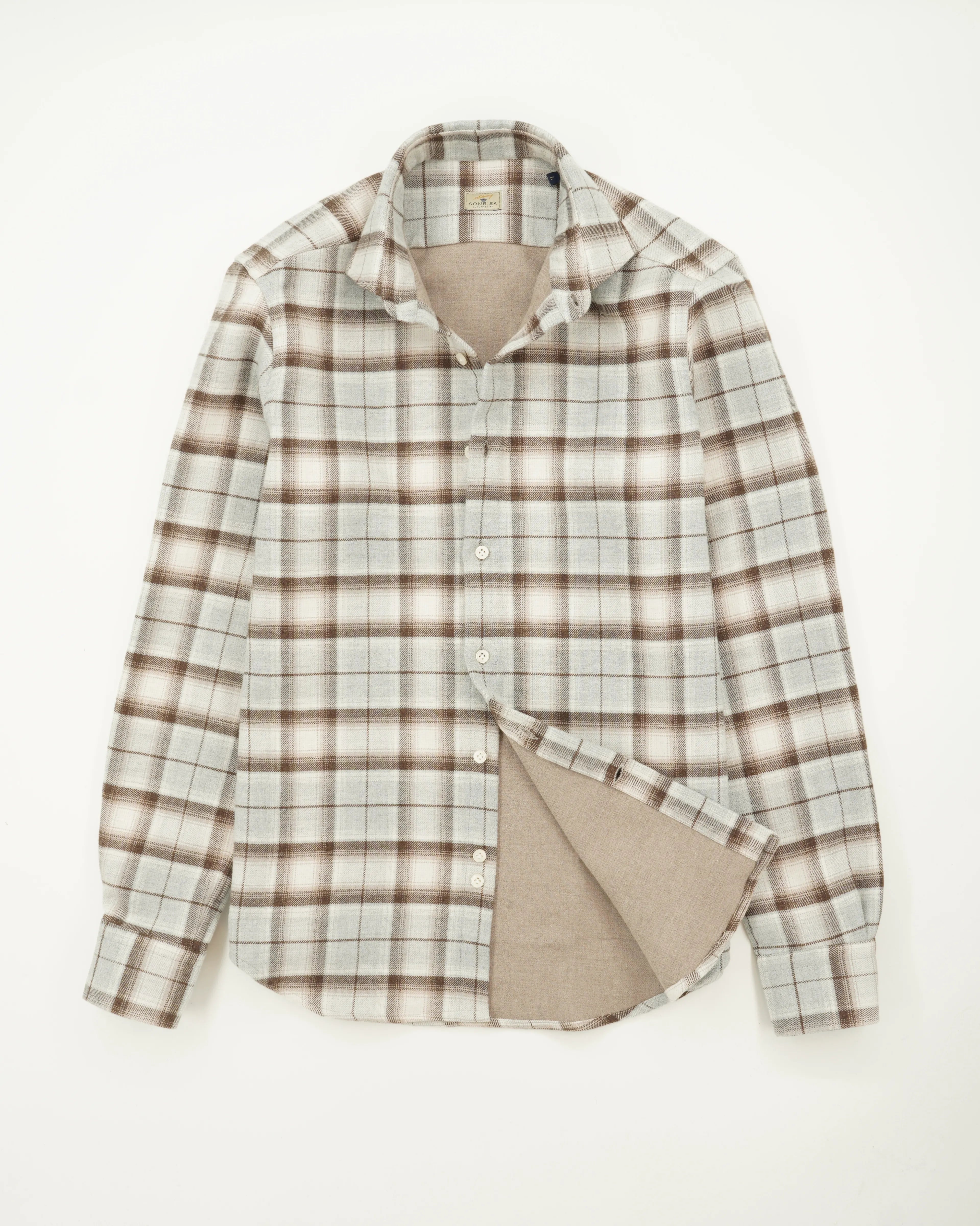 Sonrisa Shirt Heavy Flannel Grey Brown Check