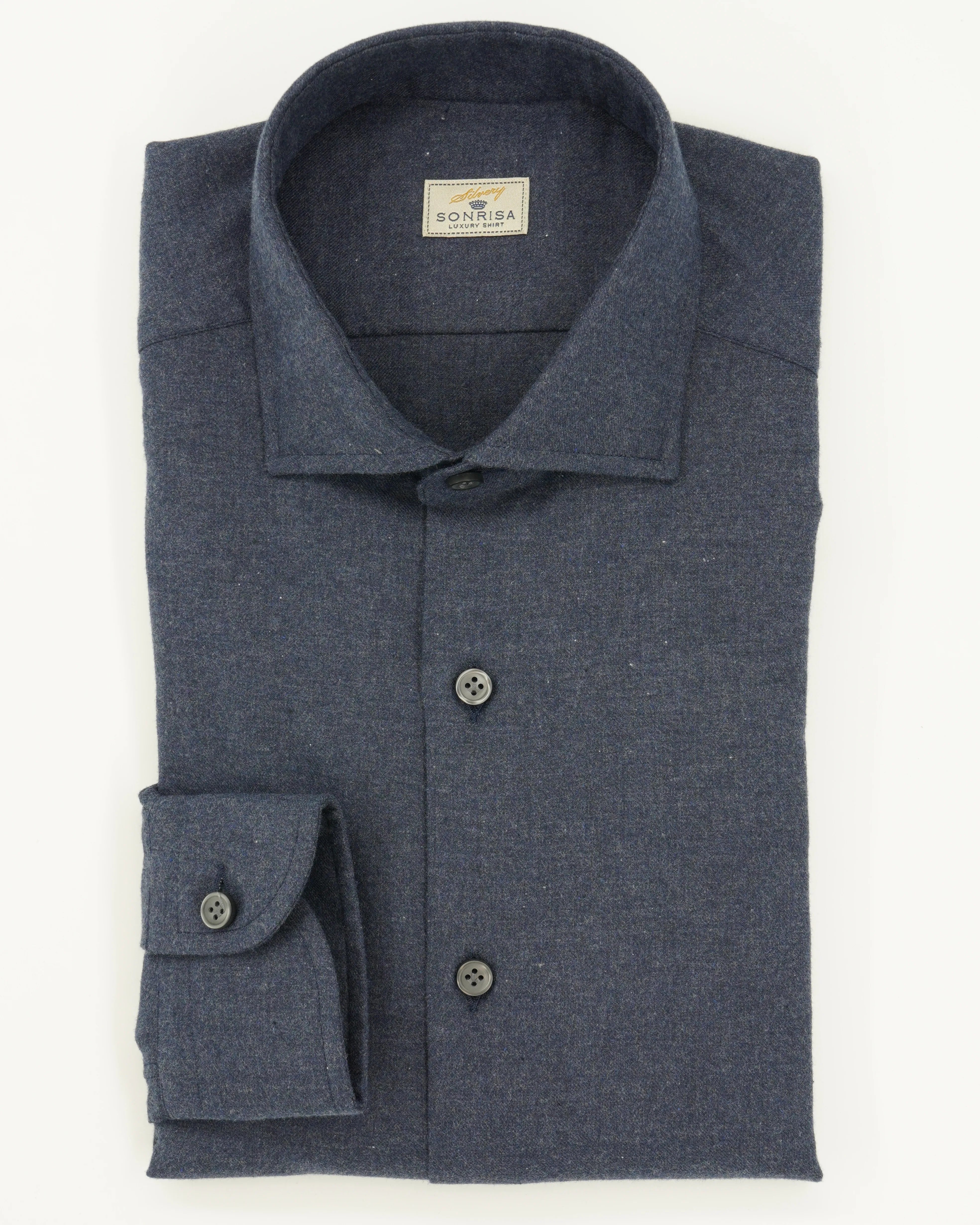 Sonrisa Shirt Flannel Pure Cotton Navy