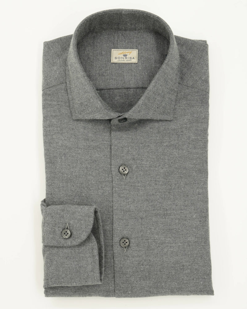 Sonrisa Shirt Flannel Pure Cotton Grey