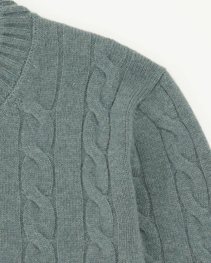 Gran Sasso Crewneck Cable Pure Cashmere Green