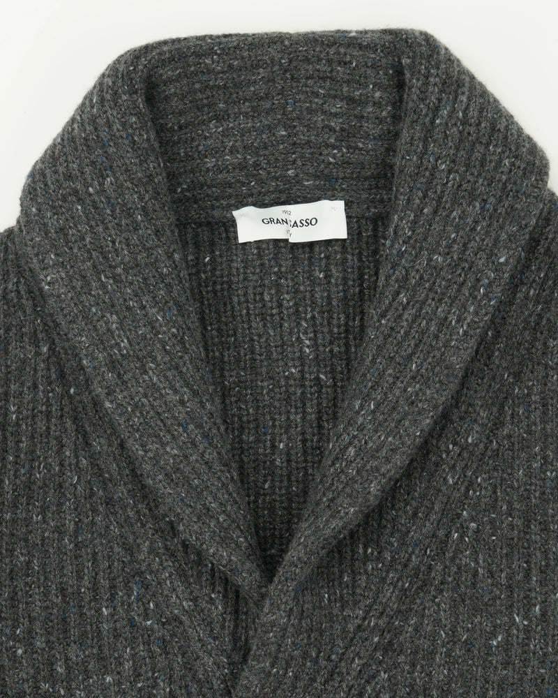 Gran Sasso Shawl Cardigan Wool Cashmere Dark Grey