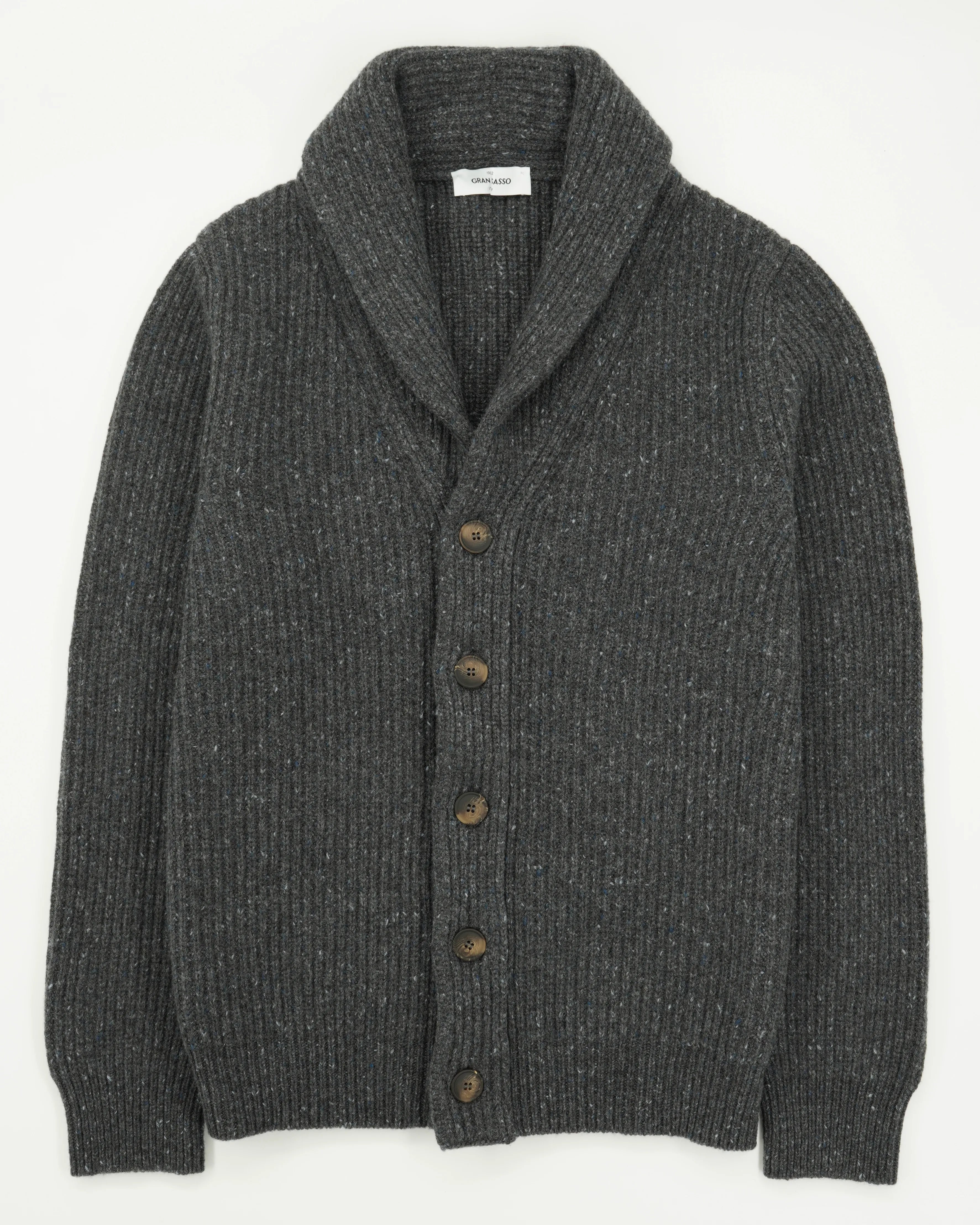 Gran Sasso Shawl Cardigan Wool Cashmere Dark Grey