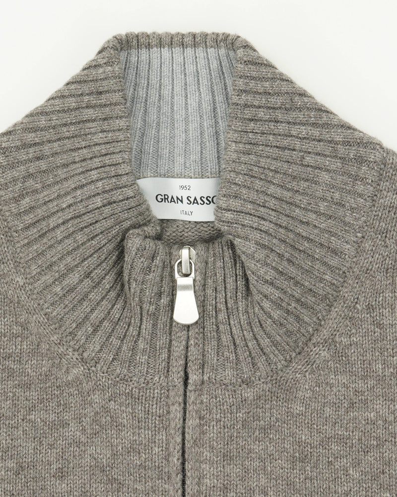 Gran Sasso Full Zip Wool Cashmere Taupe