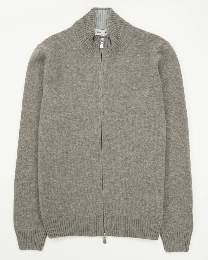Gran Sasso Full Zip Wool Cashmere Taupe