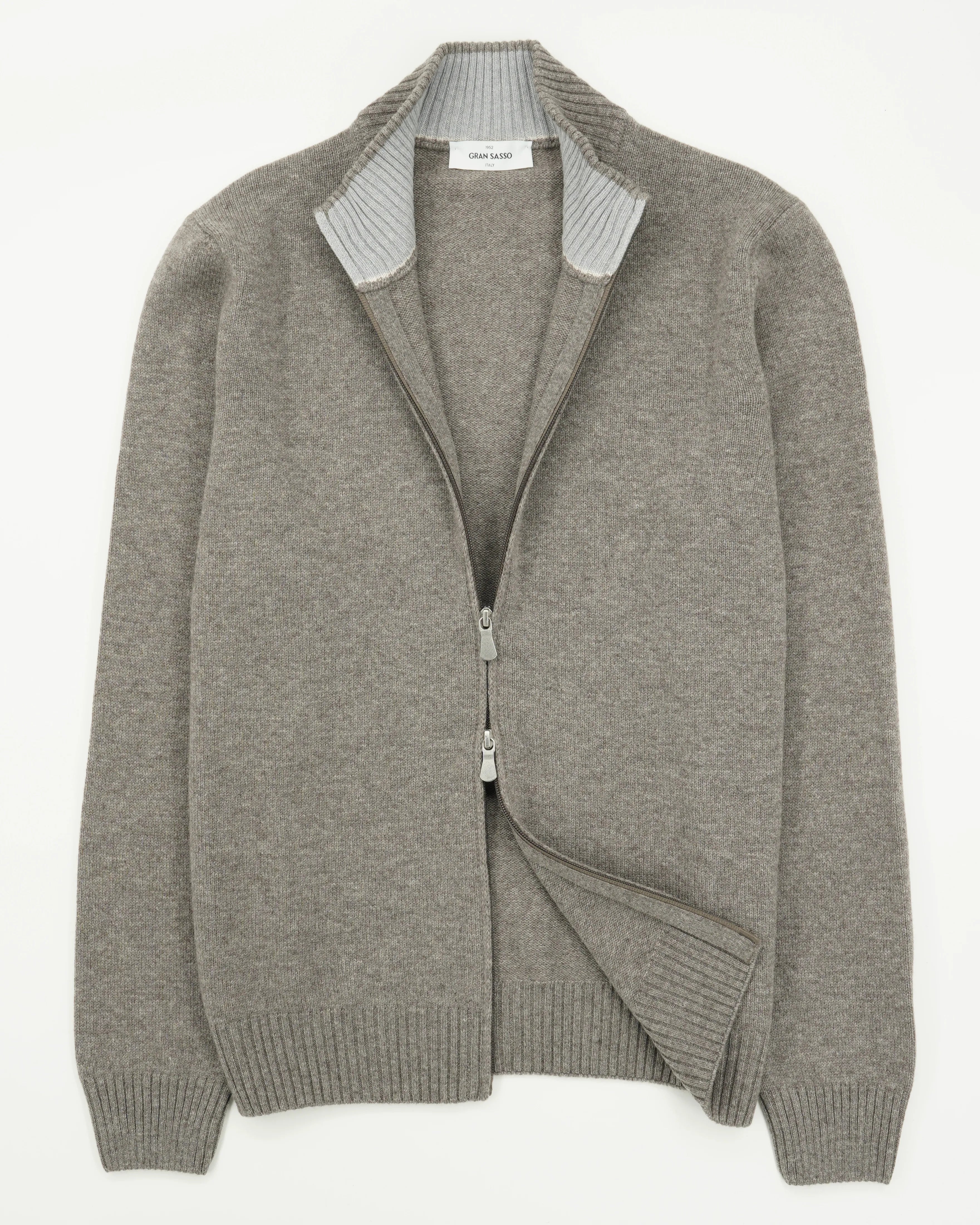 Gran Sasso Full Zip Wool Cashmere Taupe