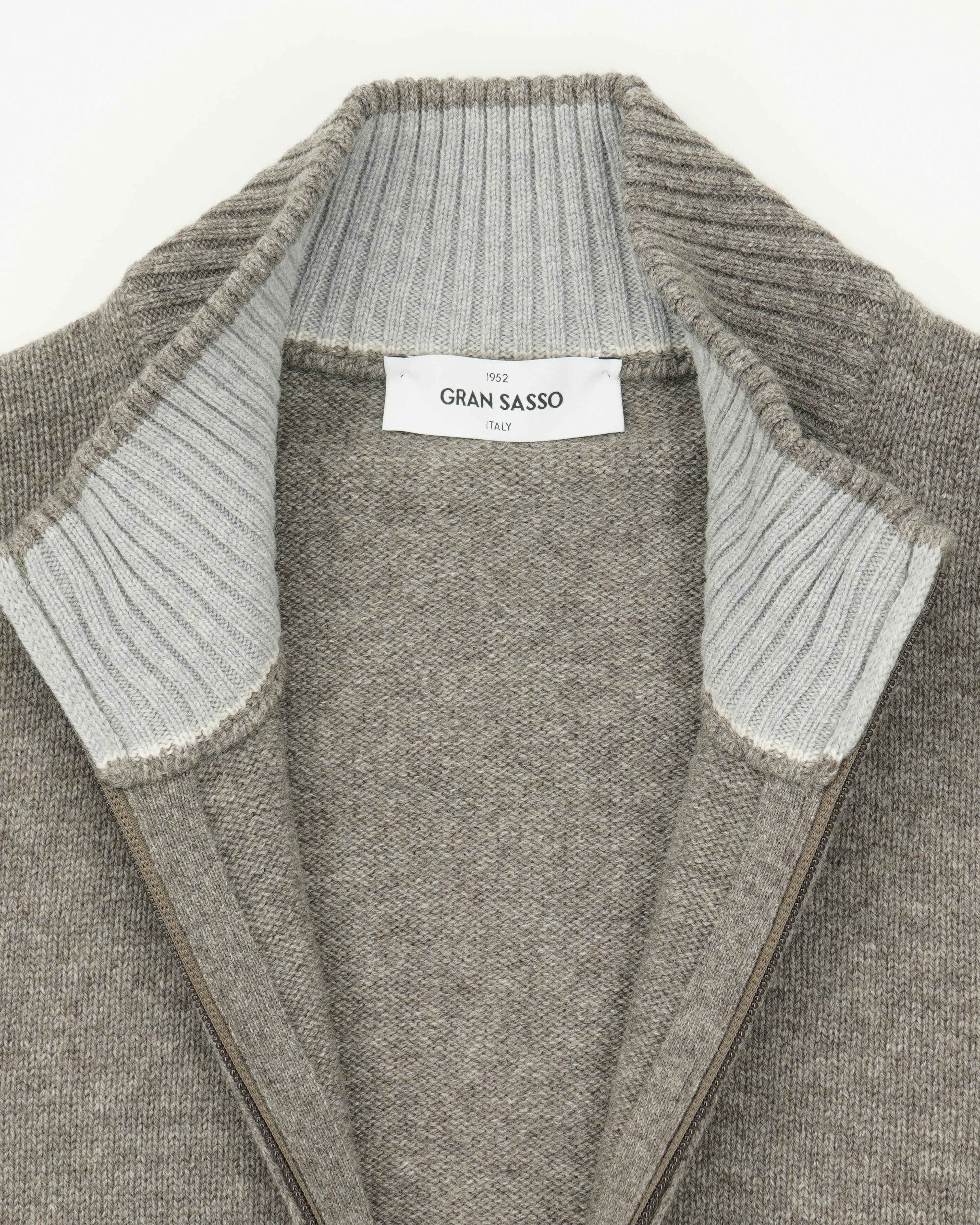 Gran Sasso Full Zip Wool Cashmere Taupe