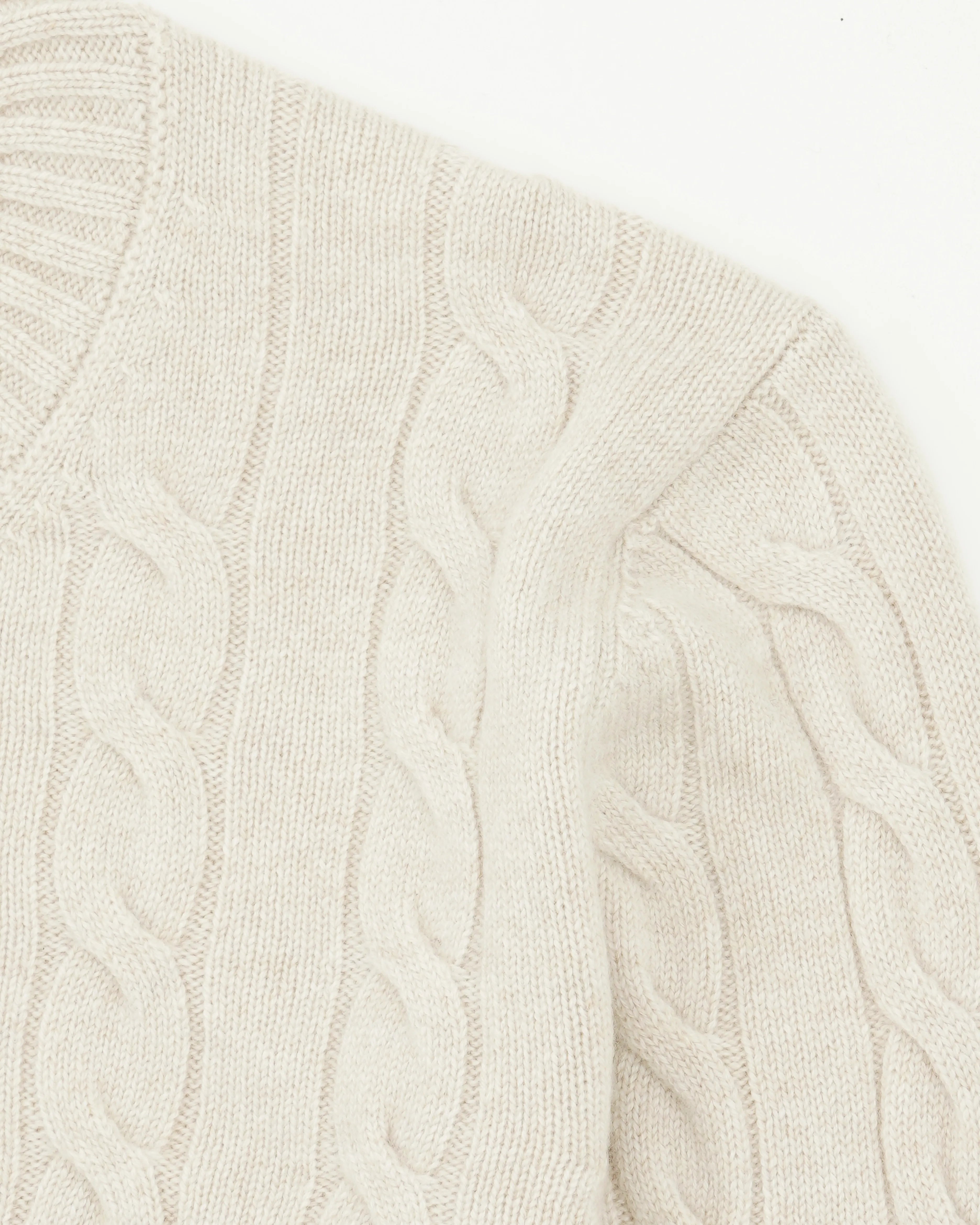 Gran Sasso Crewneck Cable Pure Cashmere Light Beige