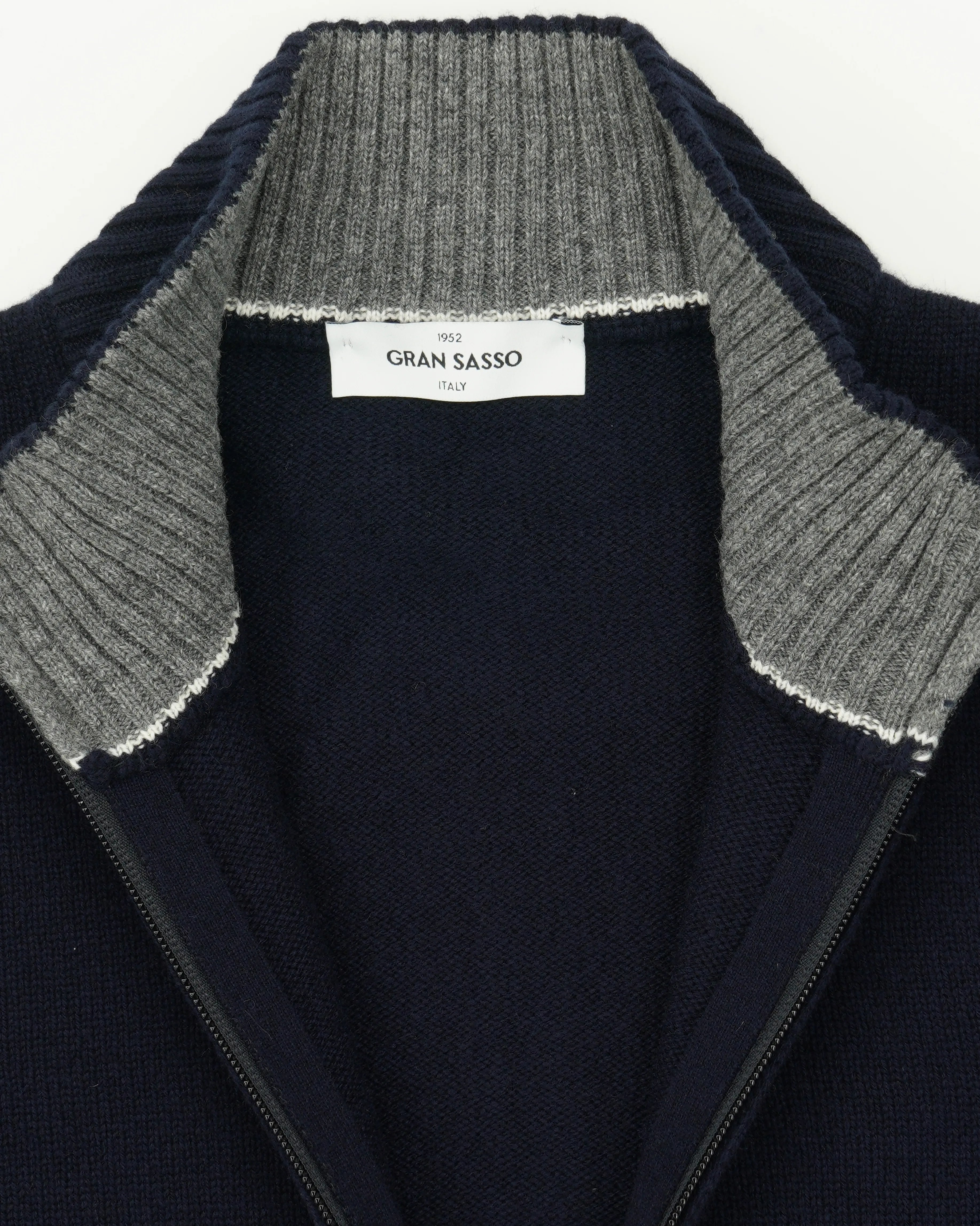 Gran Sasso Full Zip Wool Cashmere Navy