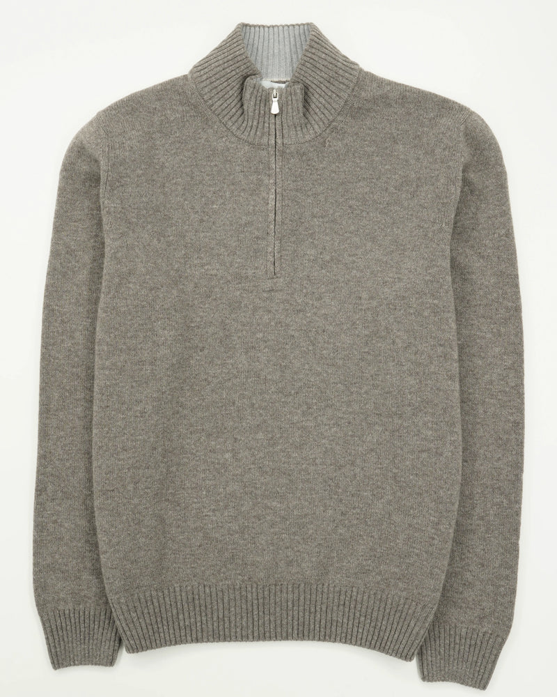 Gran Sasso Half Zip Wool Cashmere Taupe