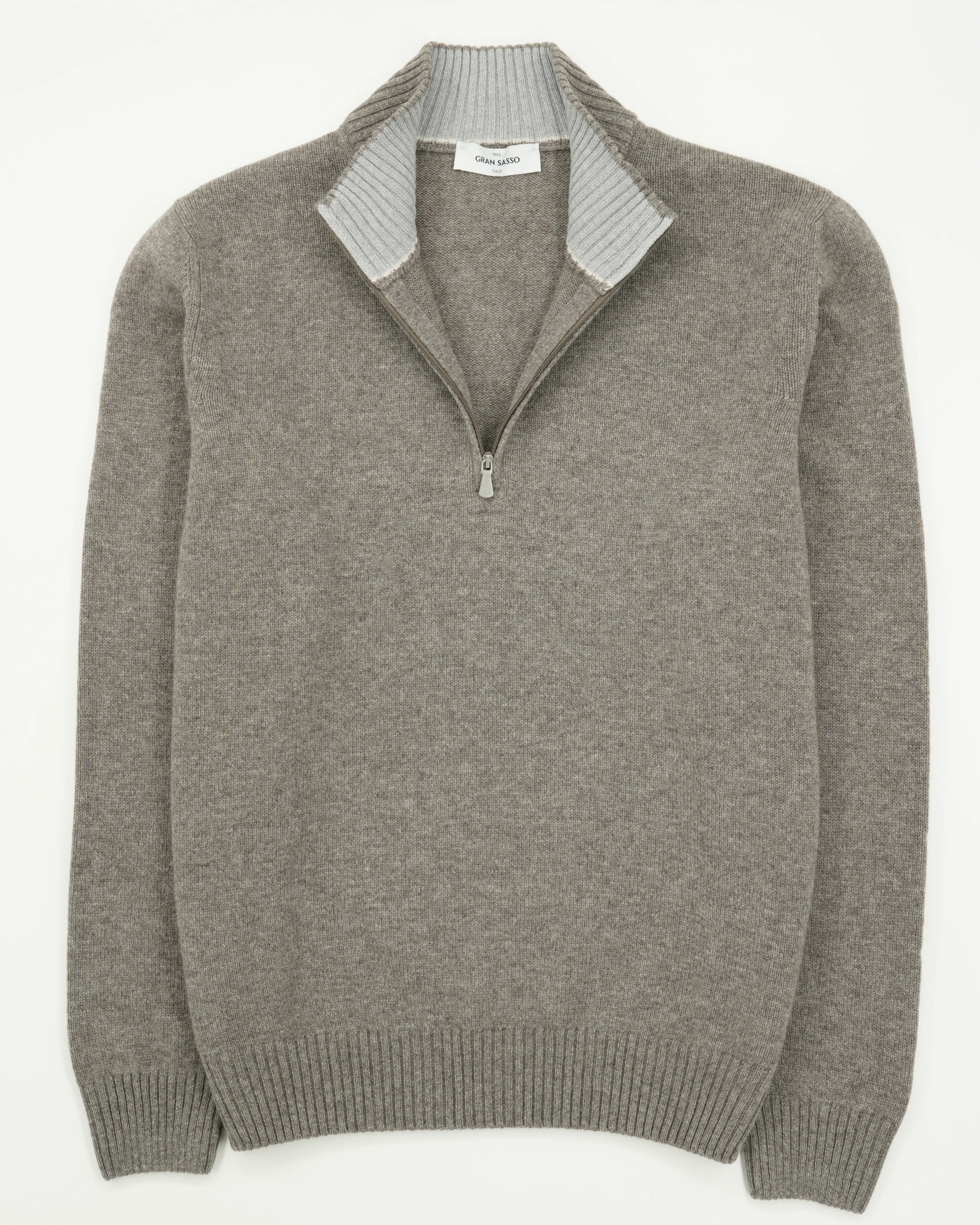 Gran Sasso Half Zip Wool Cashmere Taupe