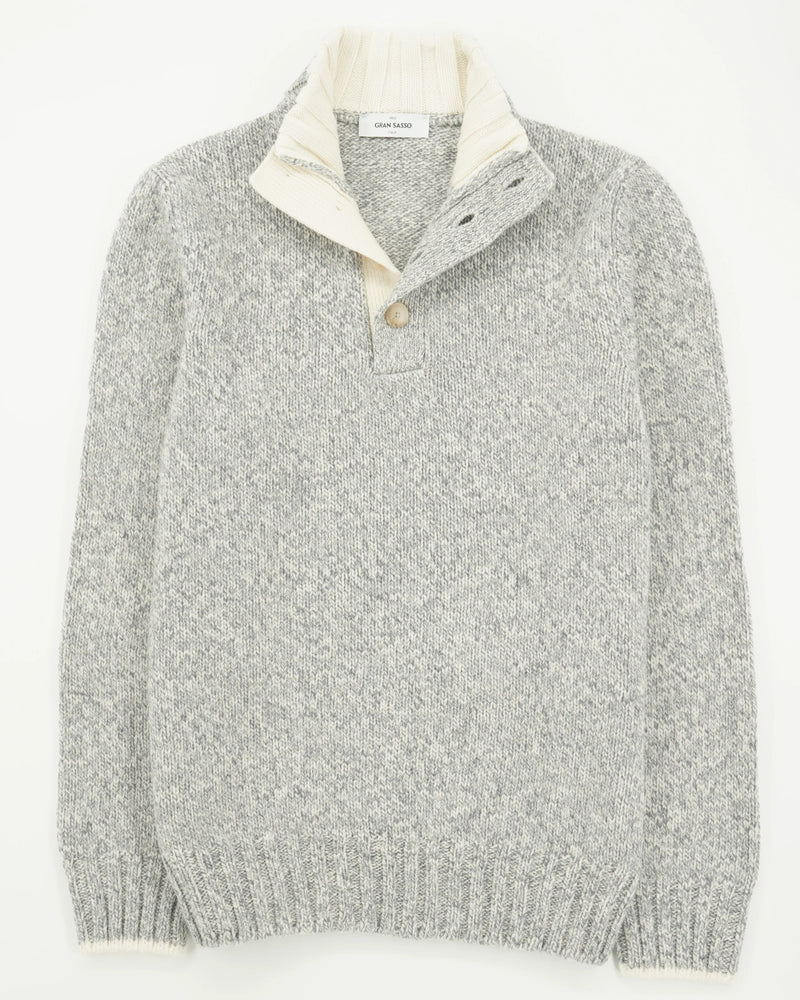 Gran Sasso Stand Collar Geelong Melange Grey