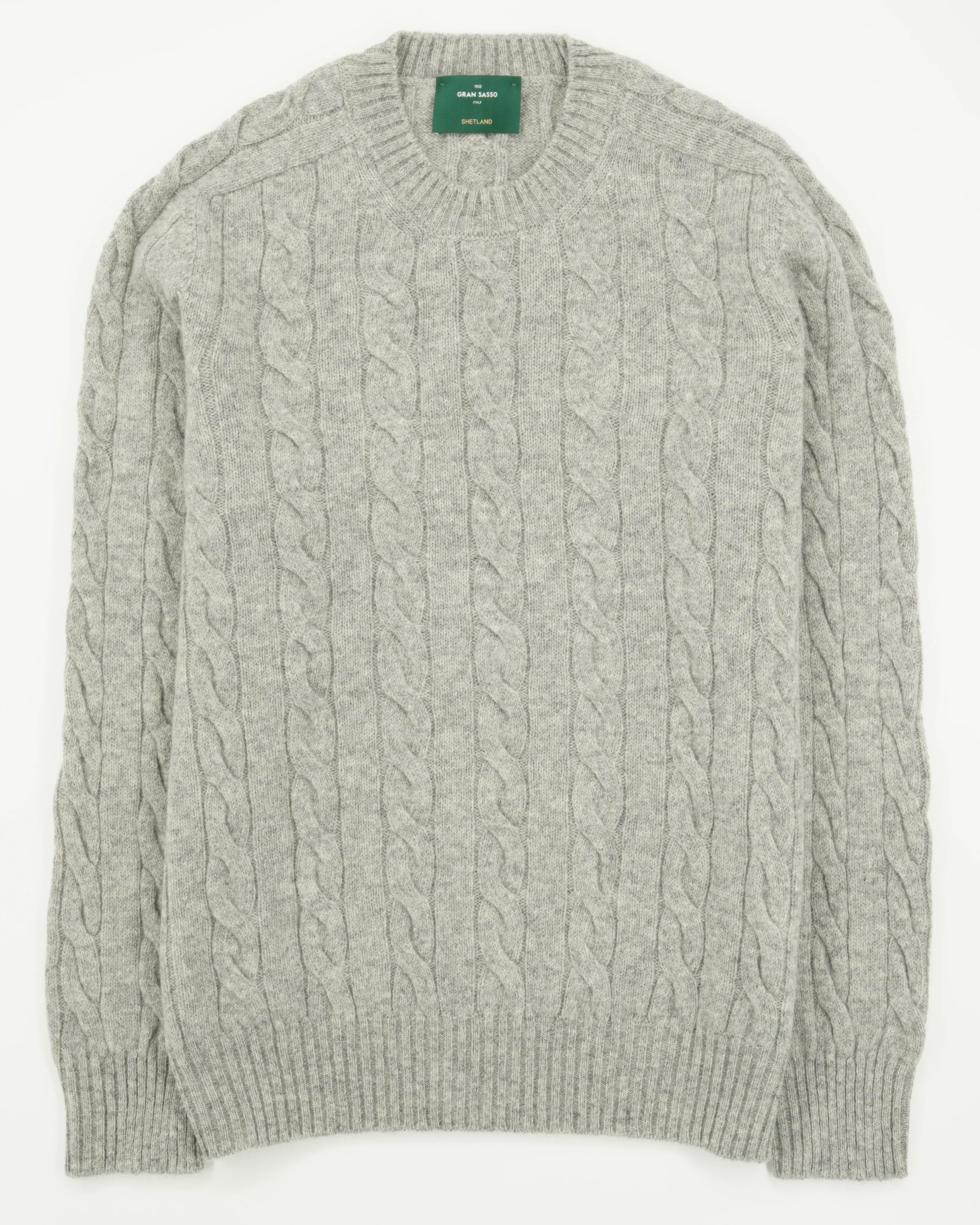 Gran Sasso Crewneck Shetland Cable Grey