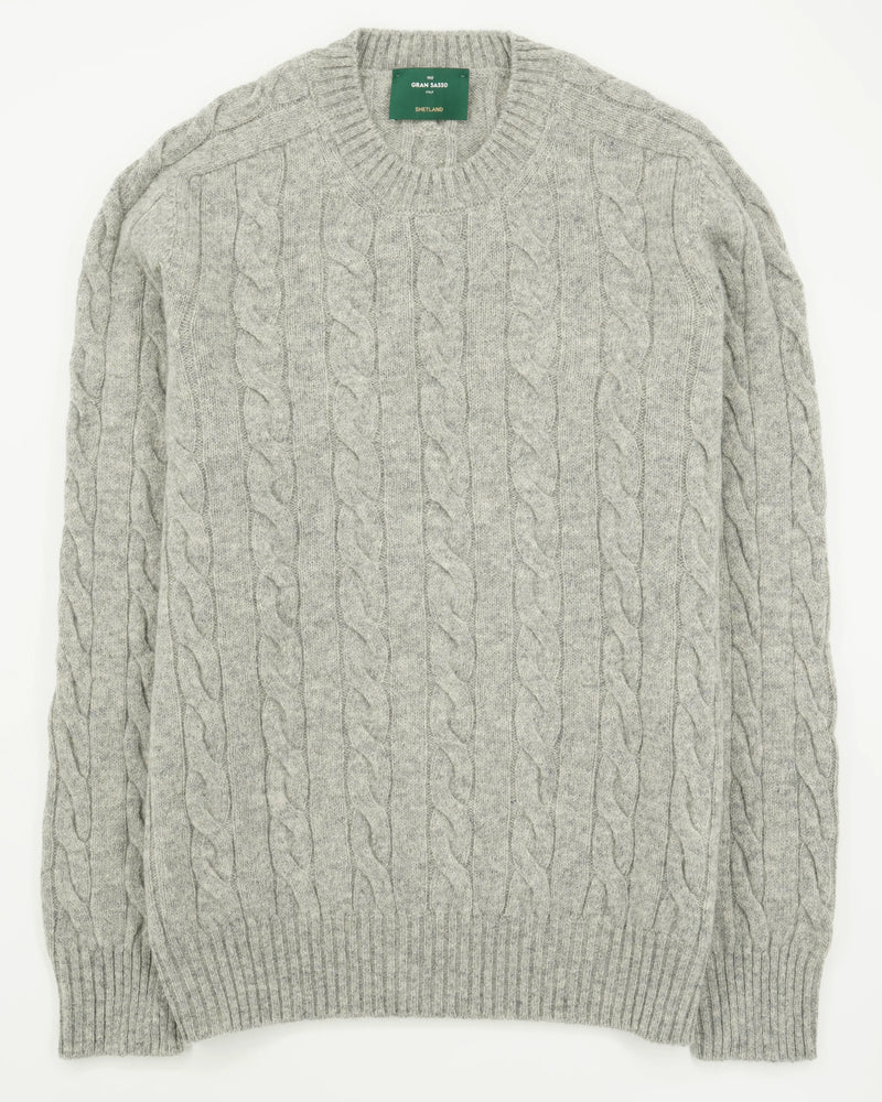 Gran Sasso Crewneck Shetland Cable Grey