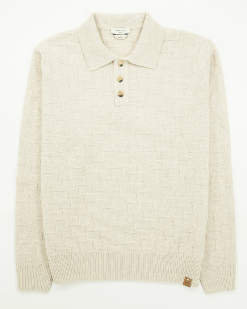 Jacob Cohen Polo Shirt Check Knitted Light Beige