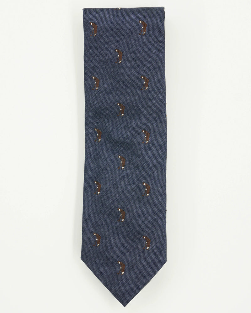 Altea Tie 8cm Silk Cotton Golf Navy