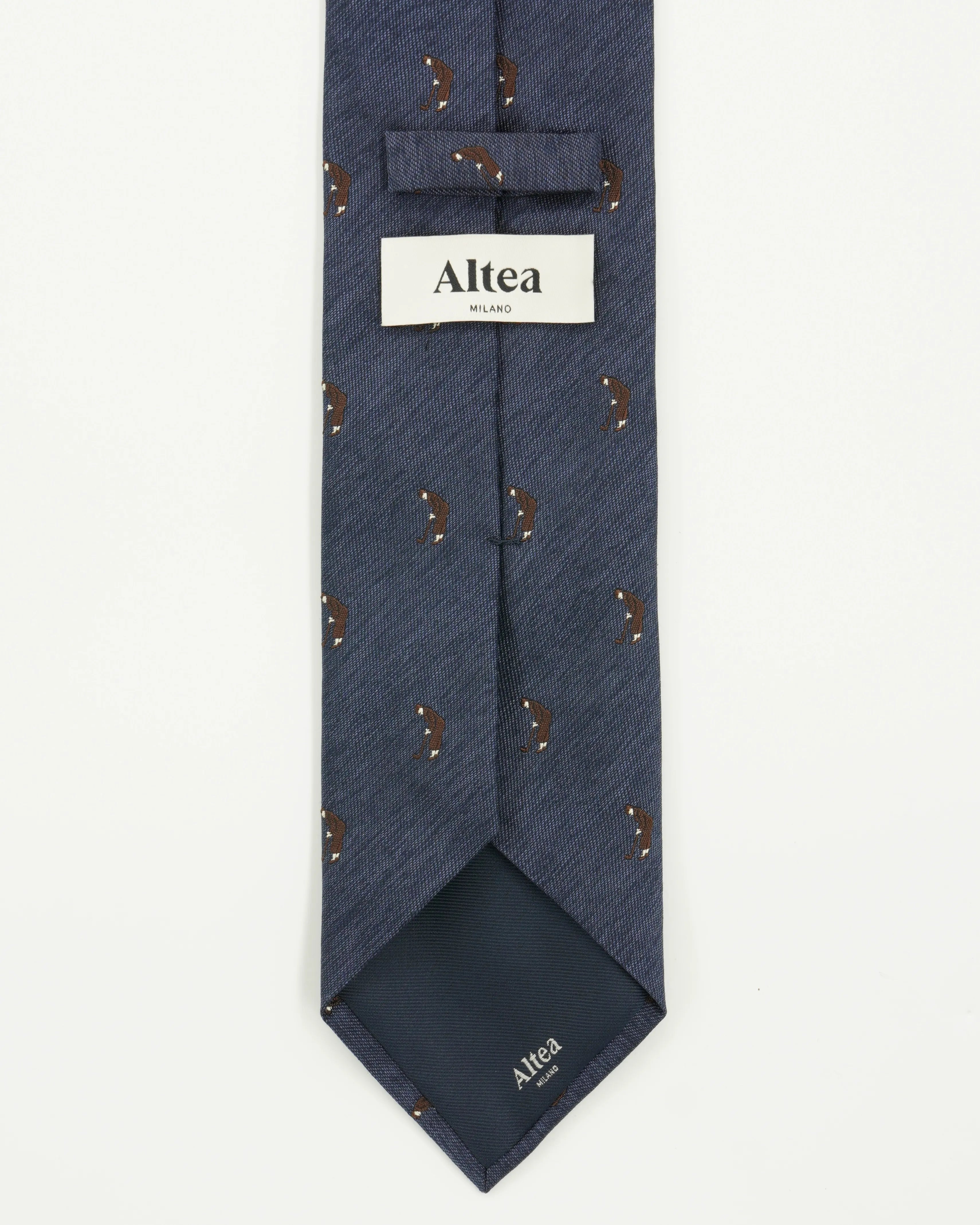 Altea Tie 8cm Silk Cotton Golf Navy
