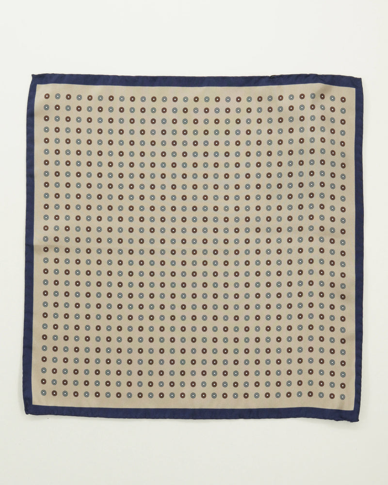 Altea Pocket Square Pure Silk Floral Beige