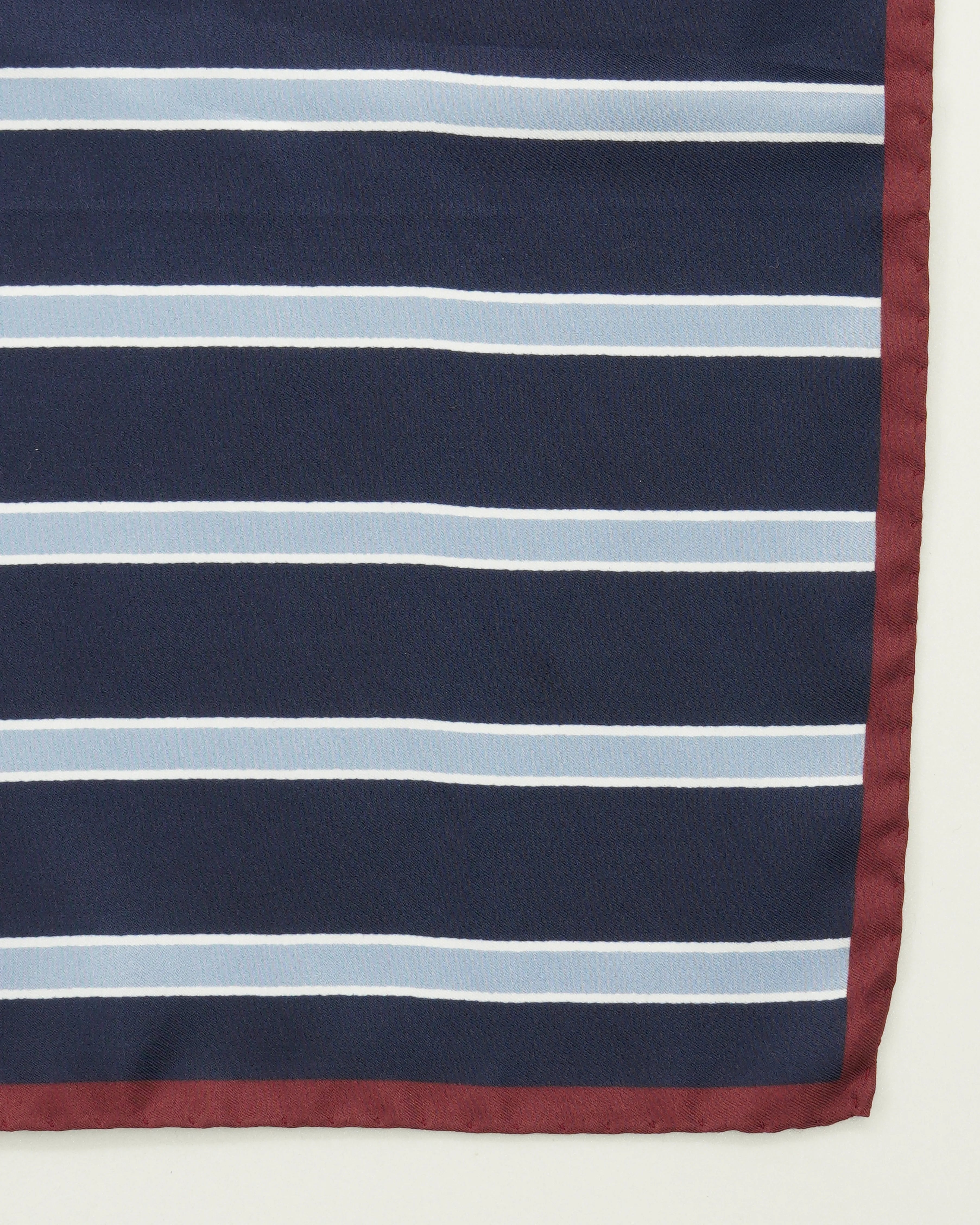 Altea Pocket Square Pure Silk Striped Blue Navy