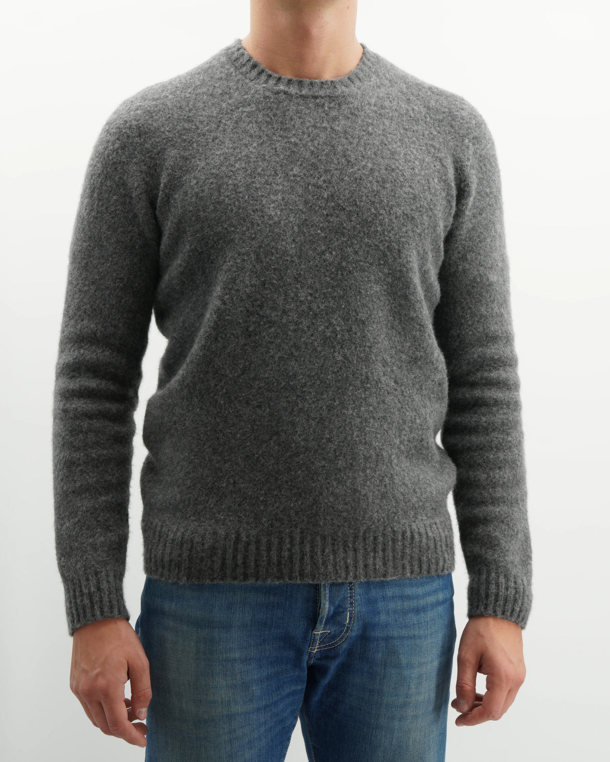 Drumohr Crewneck Brushed Lambswool Grey