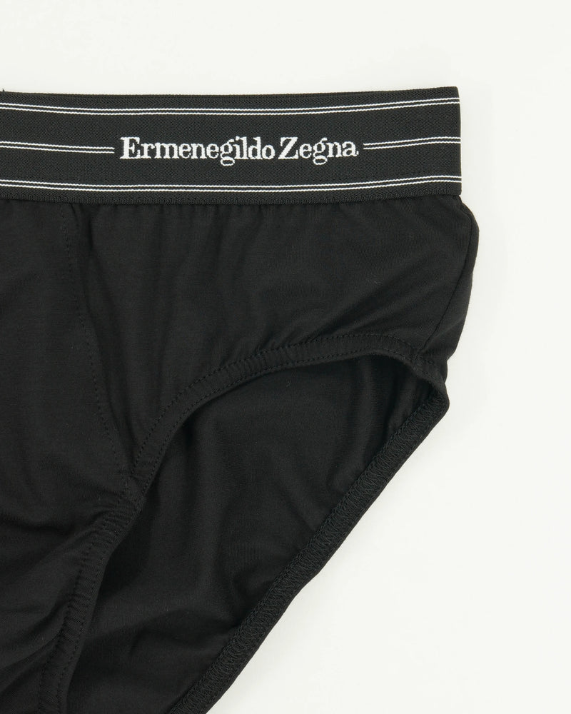 Zegna Briefs Cotton Stretch Black Double Stripes