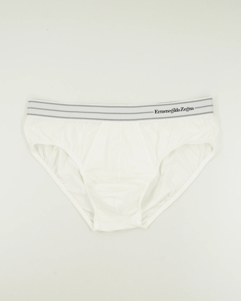 Zegna Briefs Cotton Stretch White Double Stripes