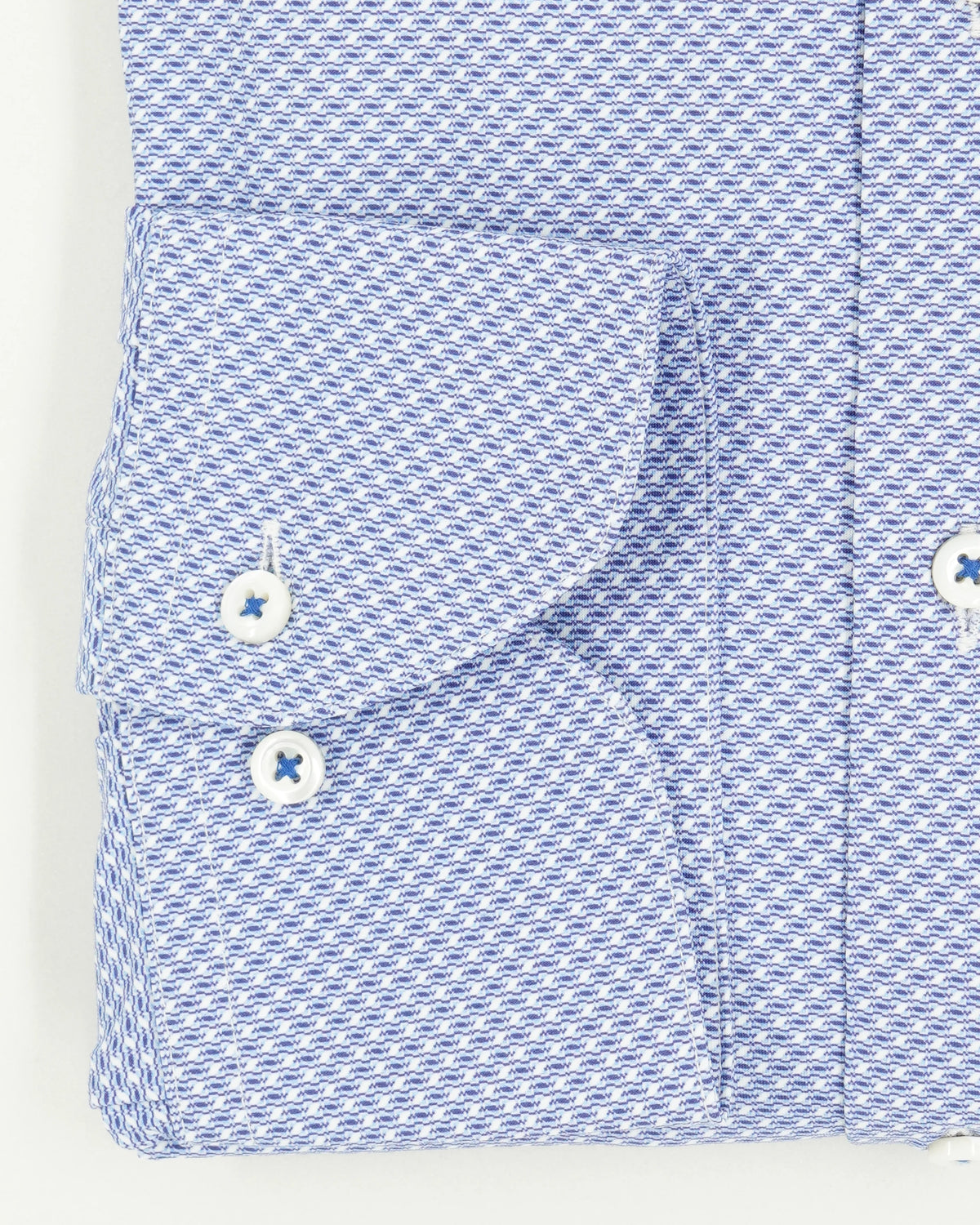 Stenströms Shirt Pattern Stretch Blue