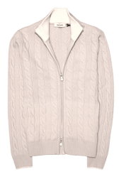 Gran Sasso Cable Knit Zip Natural